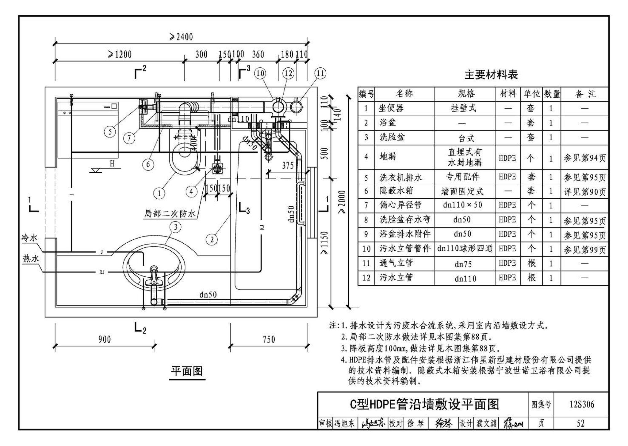 12S306--住宅卫生间同层排水系统安装