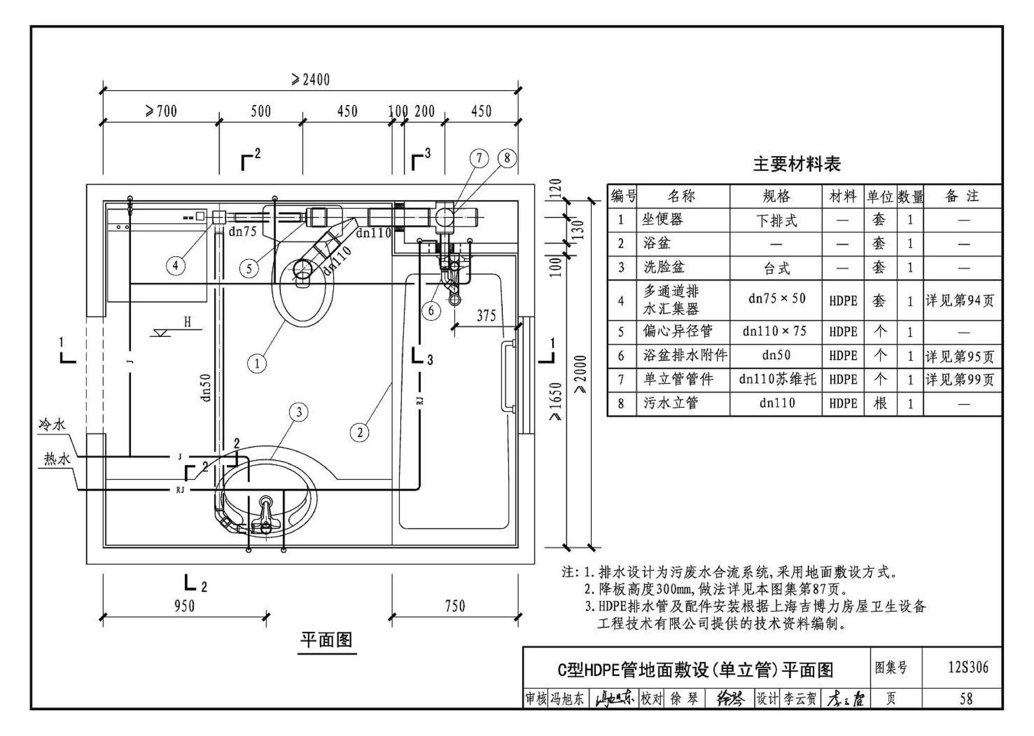 12S306--住宅卫生间同层排水系统安装