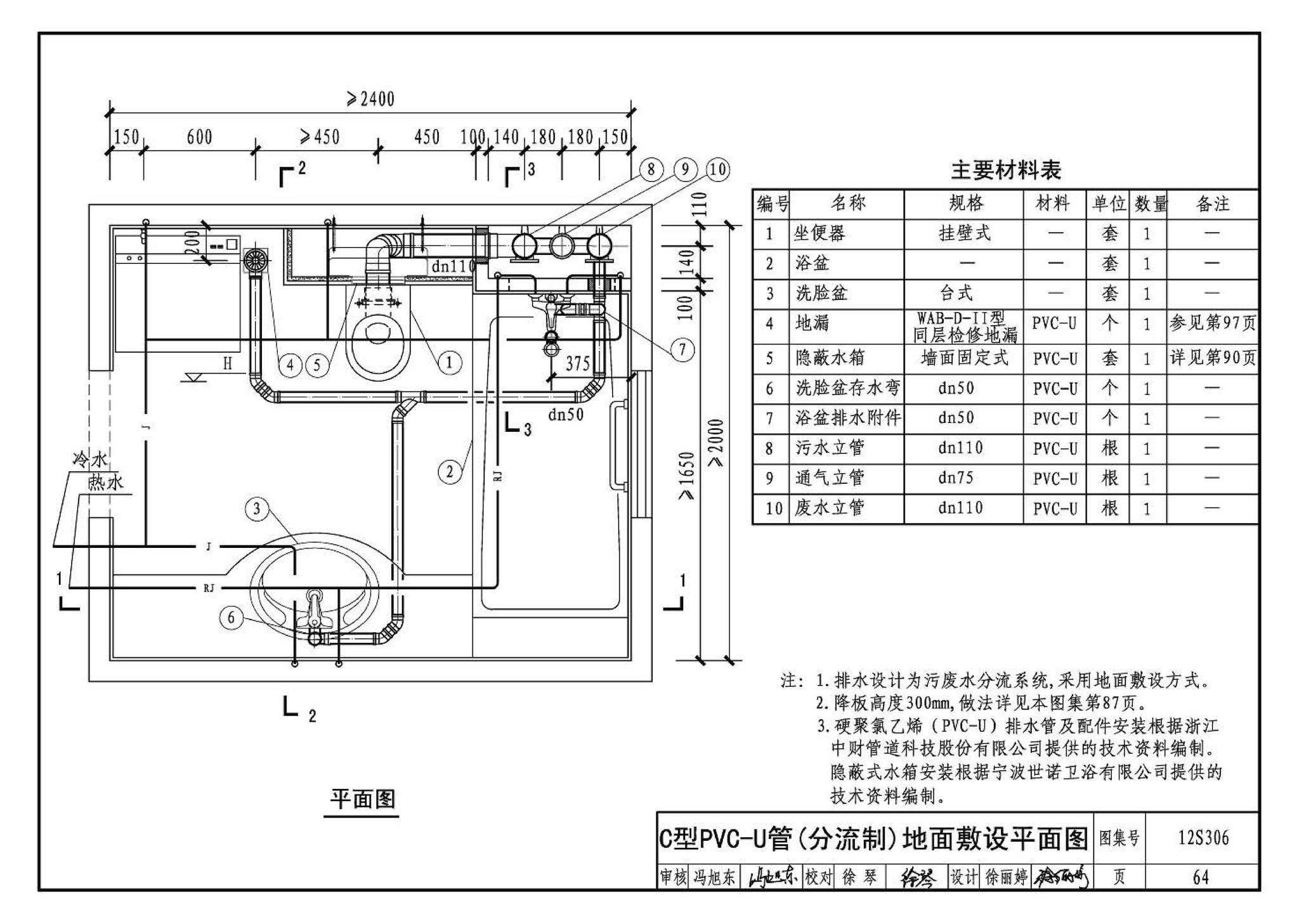 12S306--住宅卫生间同层排水系统安装