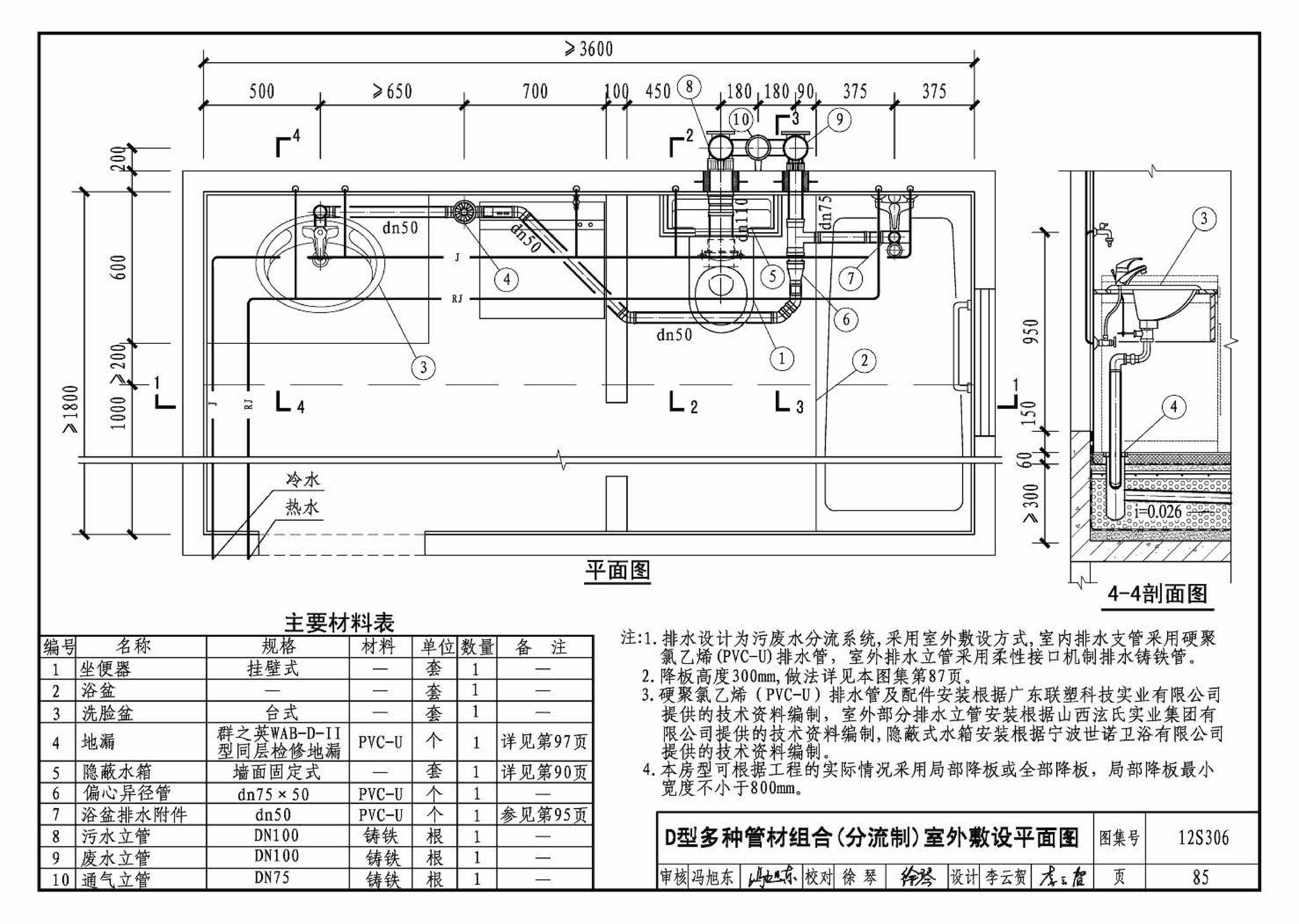 12S306--住宅卫生间同层排水系统安装