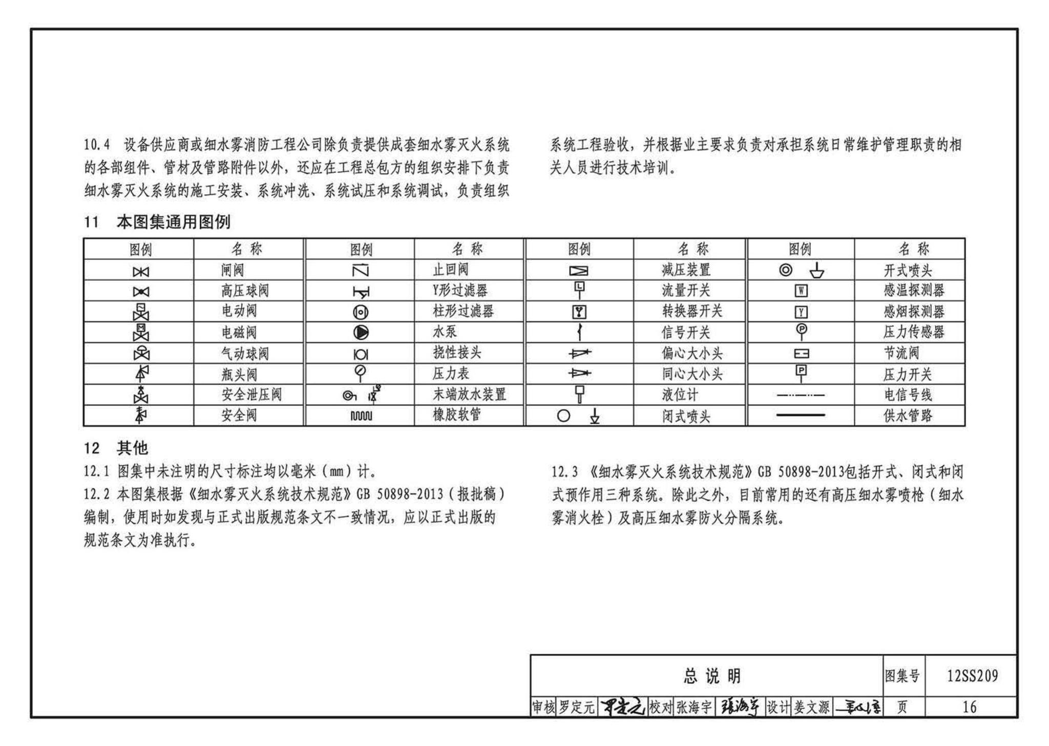 12SS209--细水雾灭火系统选用与安装