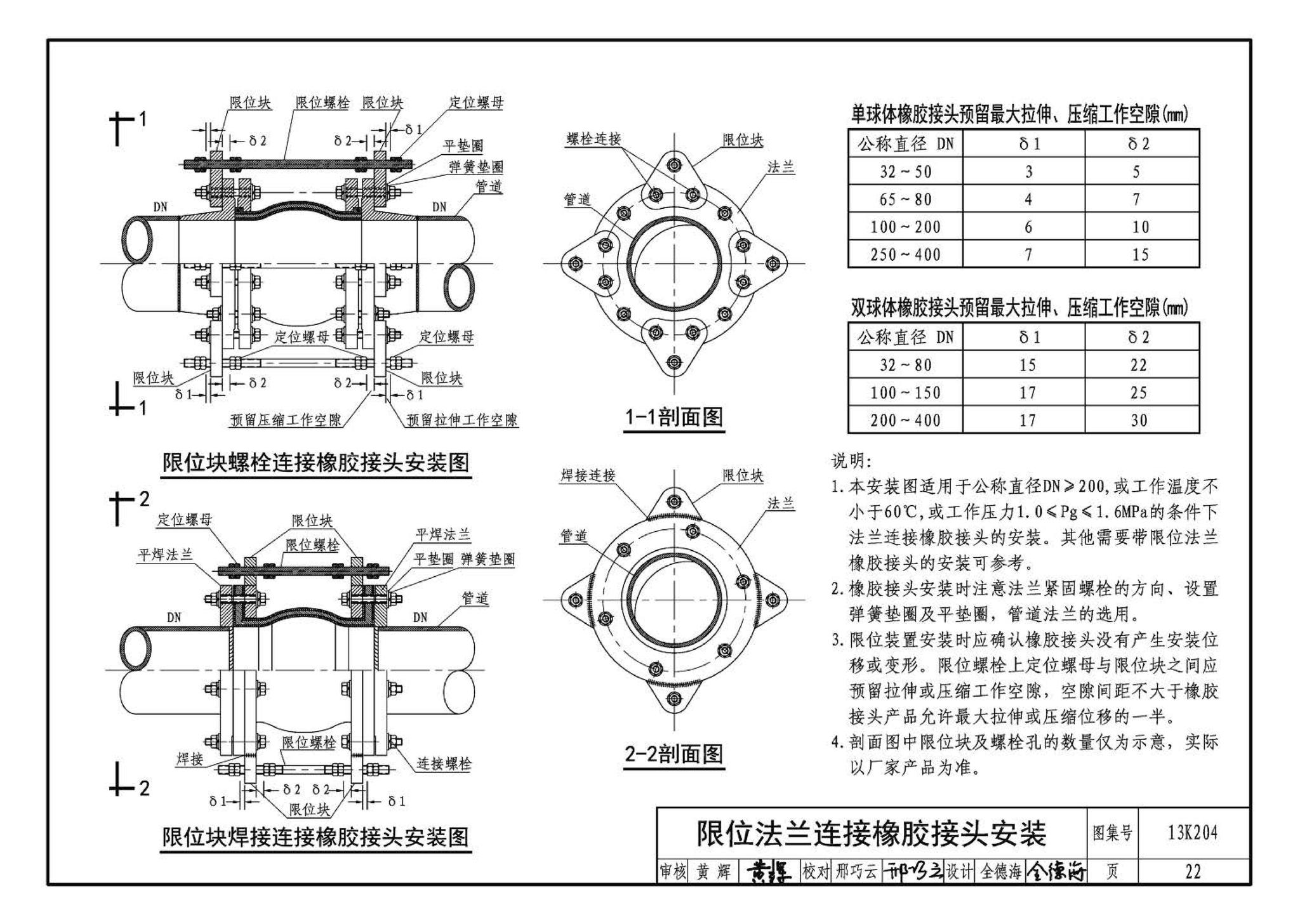 13K204--暖通空调水管软连接选用与安装