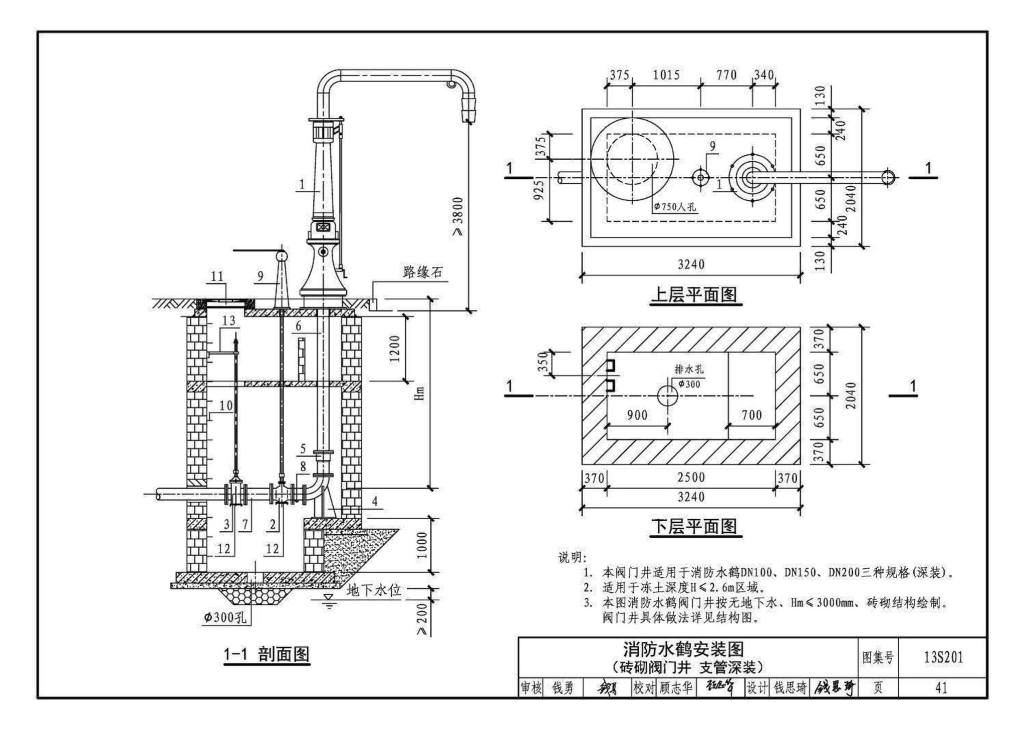 13S201--室外消火栓及消防水鹤安装