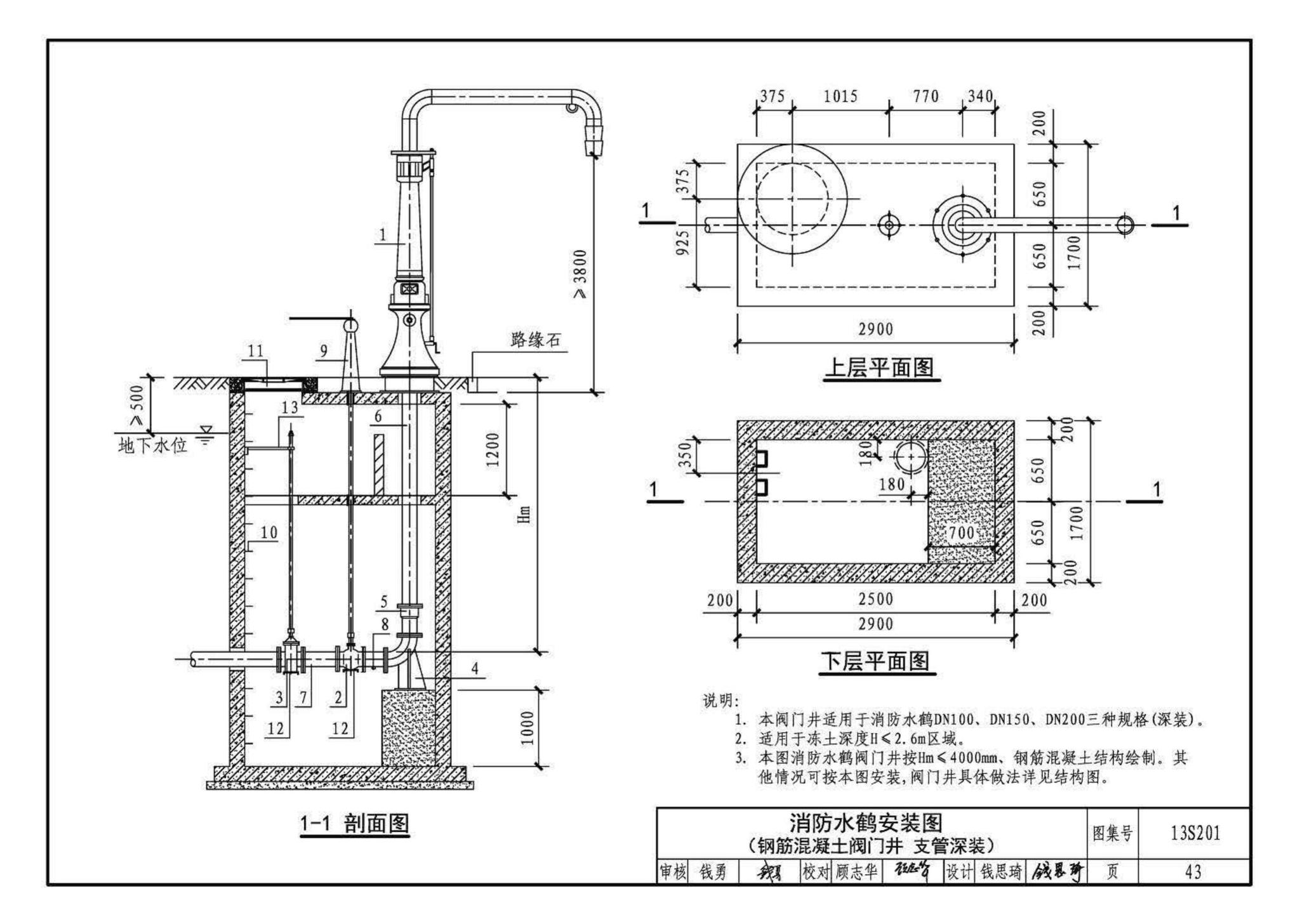 13S201--室外消火栓及消防水鹤安装