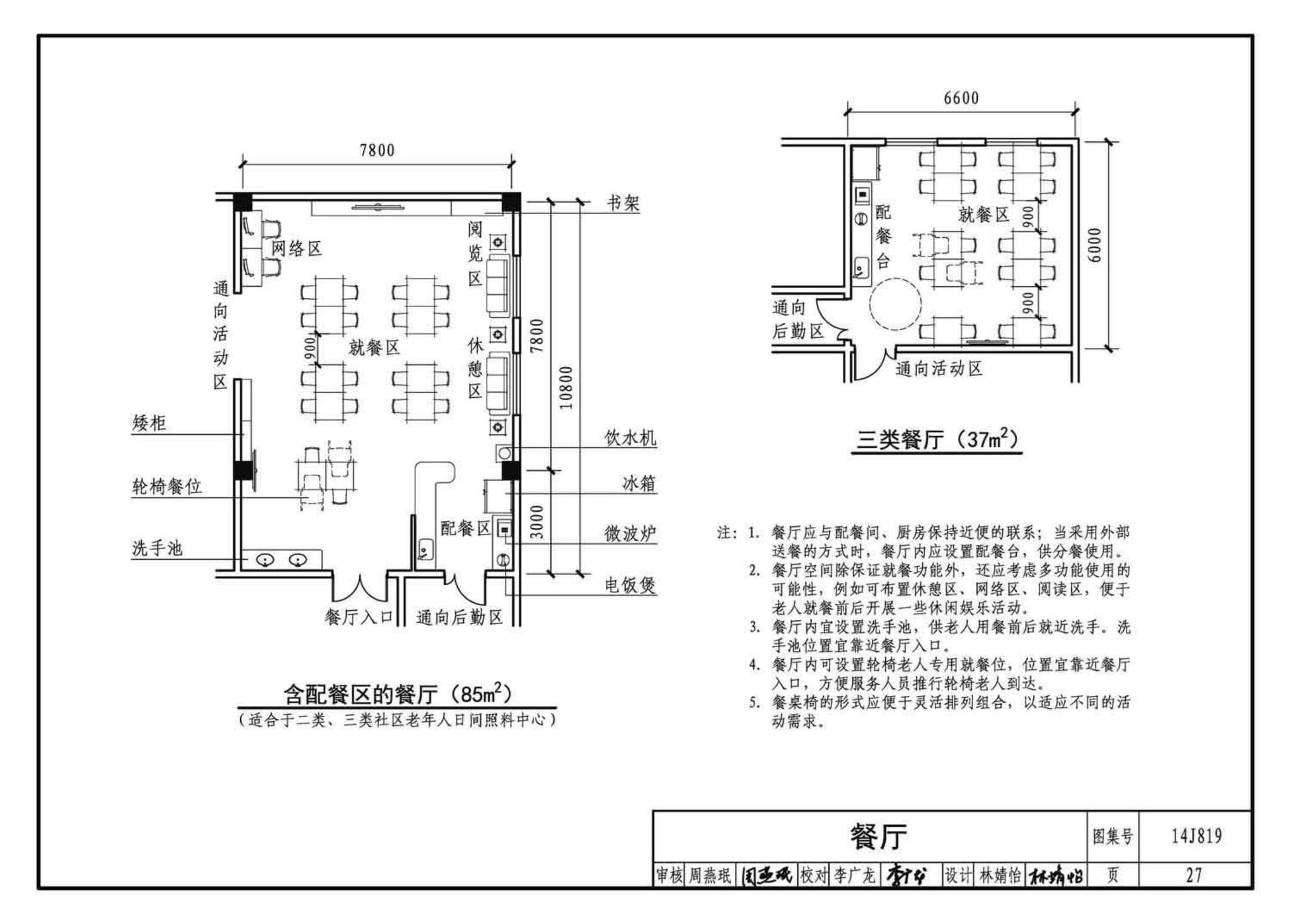 14J819--社区老年人日间照料中心标准设计样图