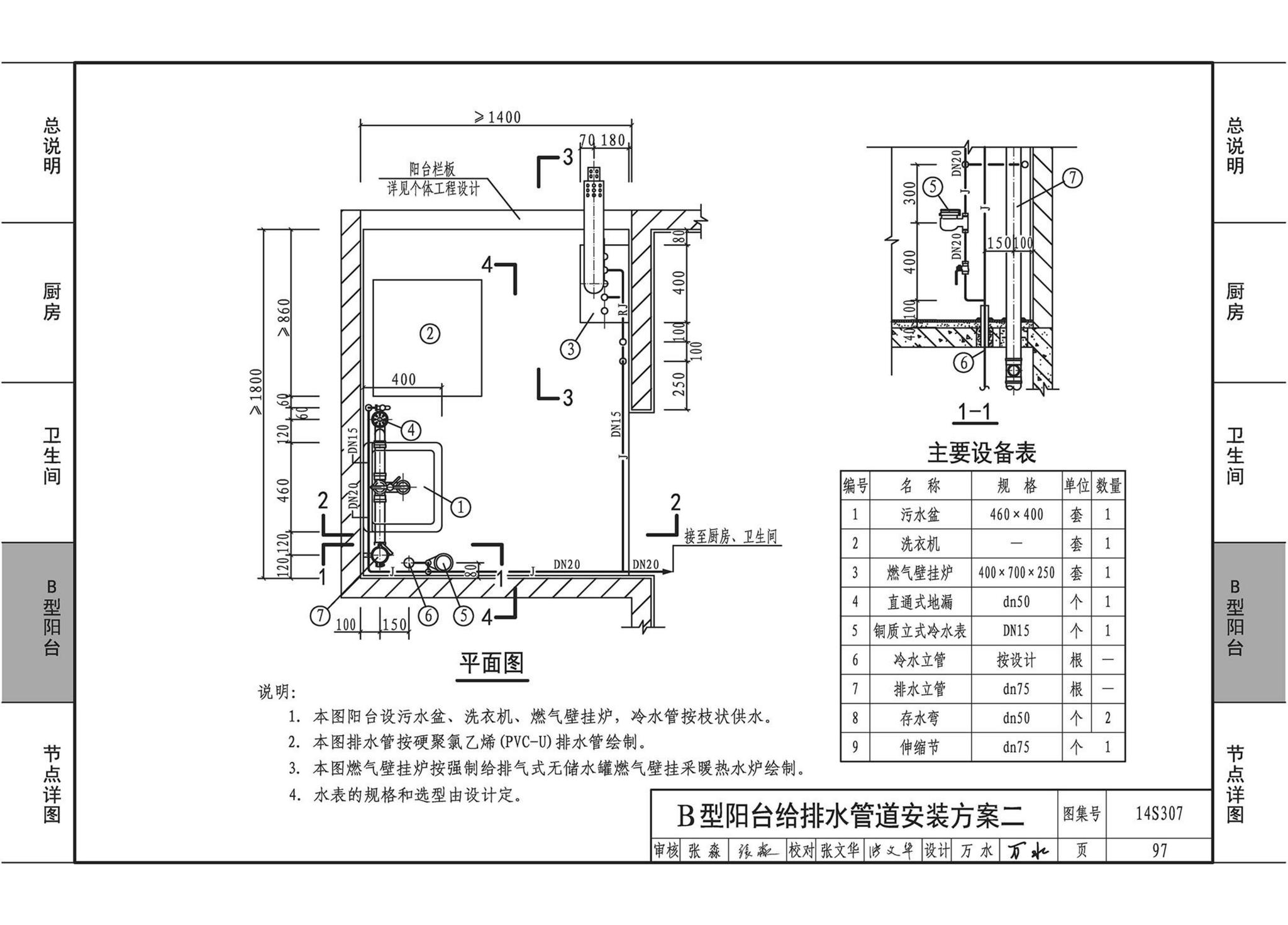 14S307--住宅厨、卫给水排水管道安装