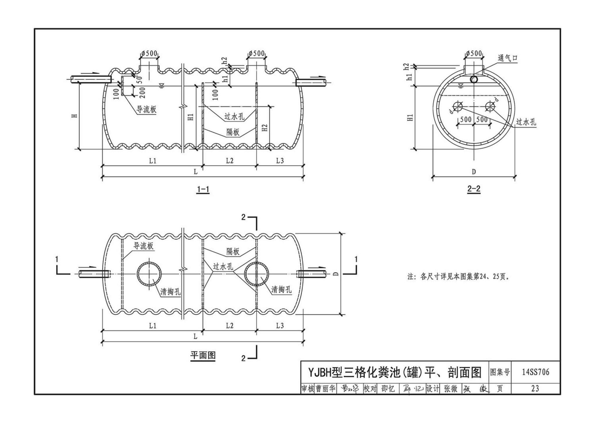 14SS706--玻璃钢化粪池选用与埋设