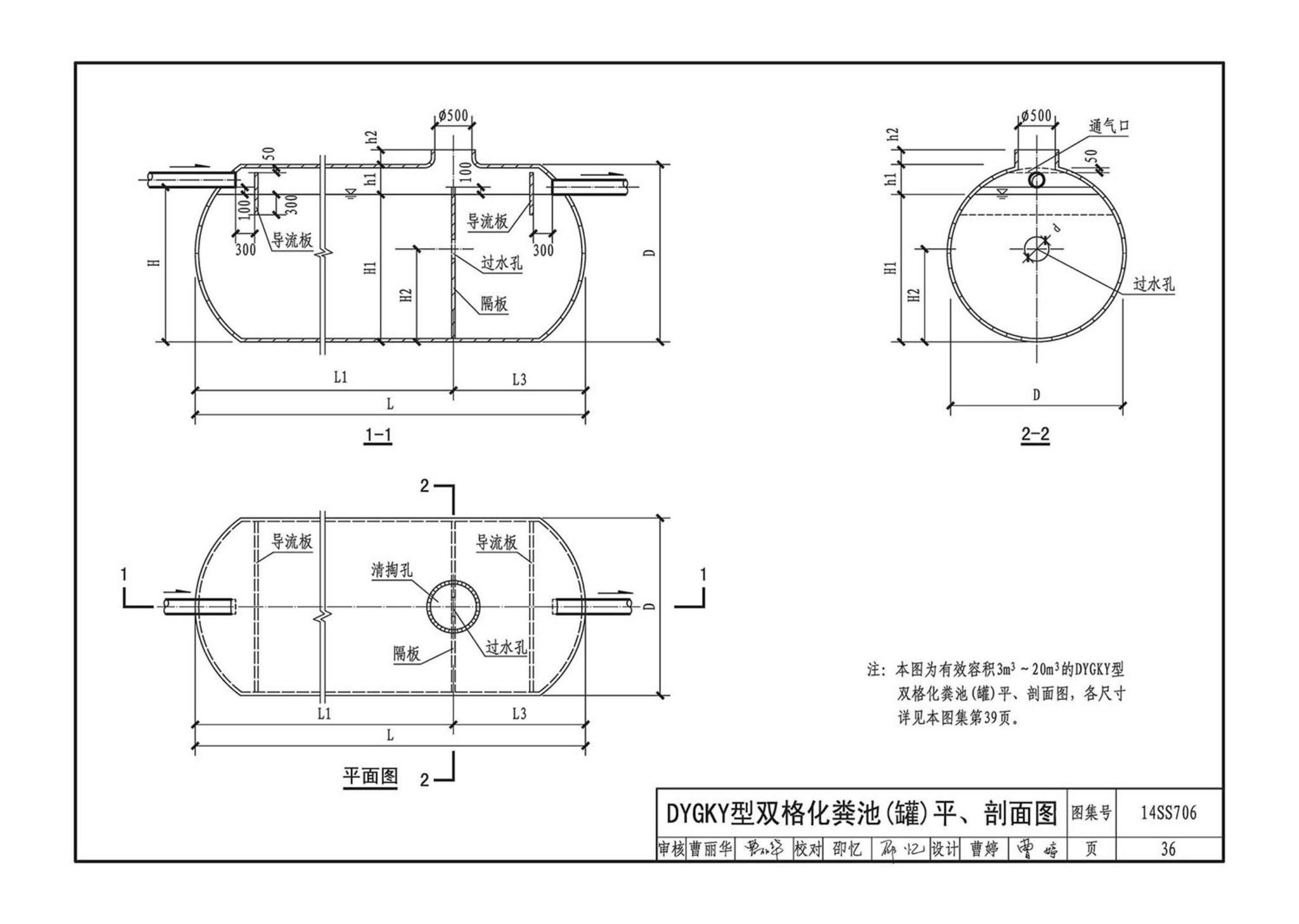 14SS706--玻璃钢化粪池选用与埋设