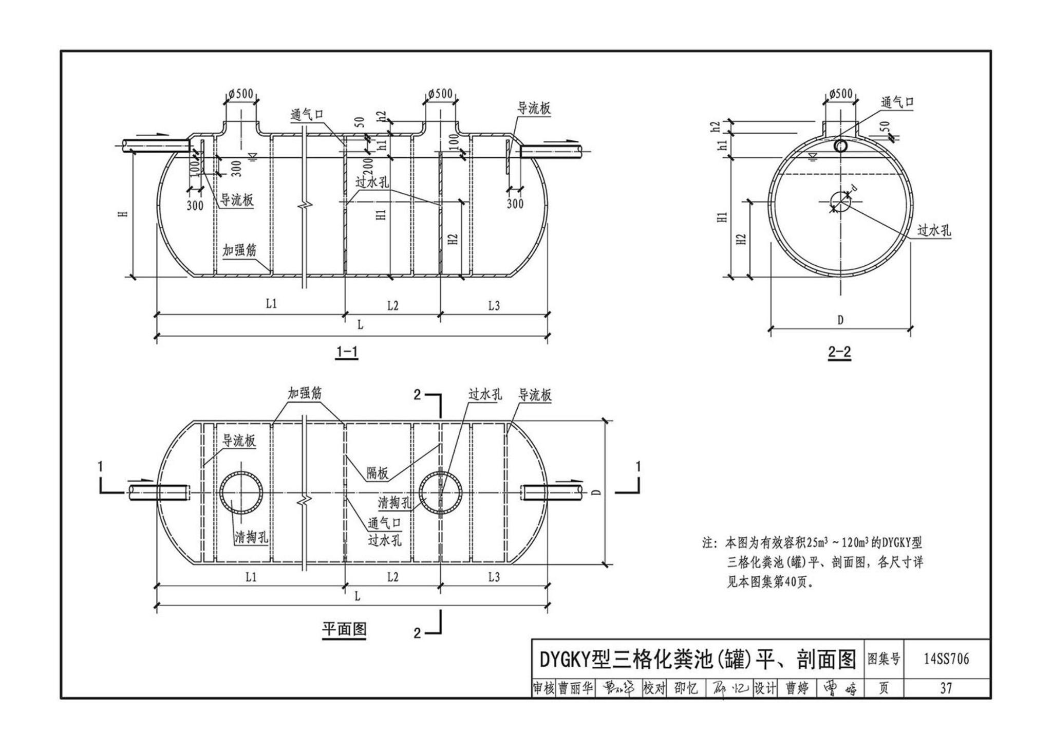 14SS706--玻璃钢化粪池选用与埋设