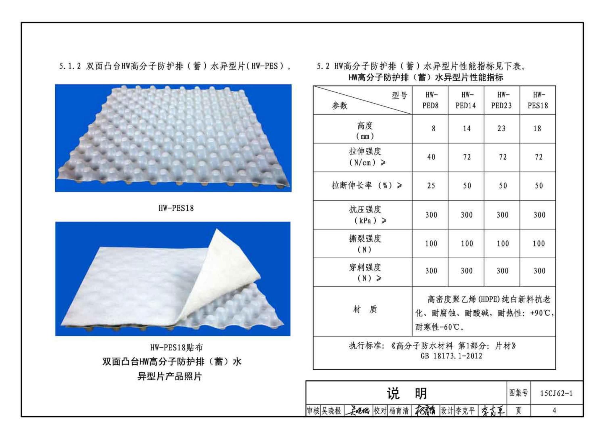 15CJ62-1--塑料防护排（蓄）水板建筑构造——HW高分子防护排（蓄）水异型片