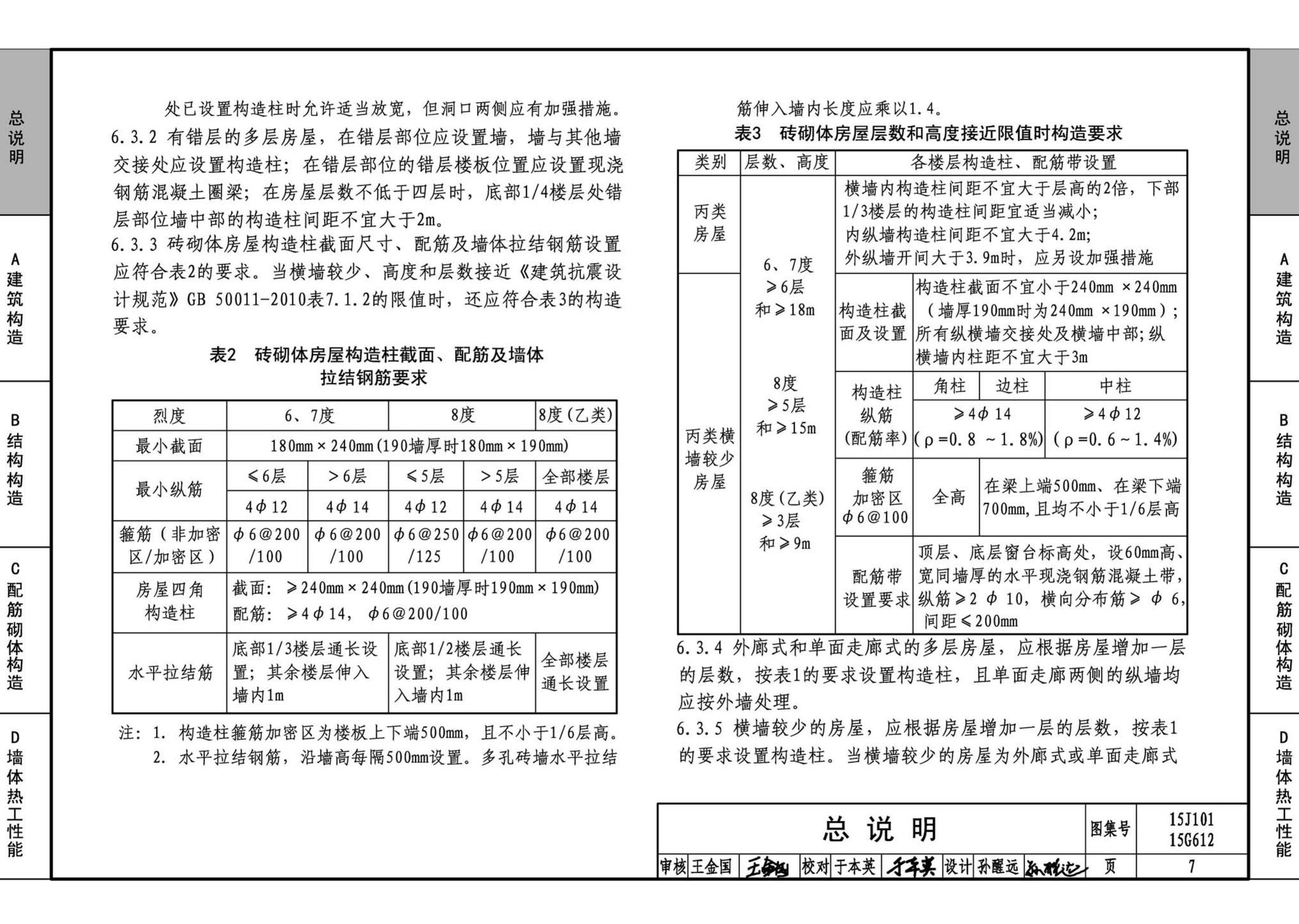 15G612 15J101--砖墙建筑、结构构造