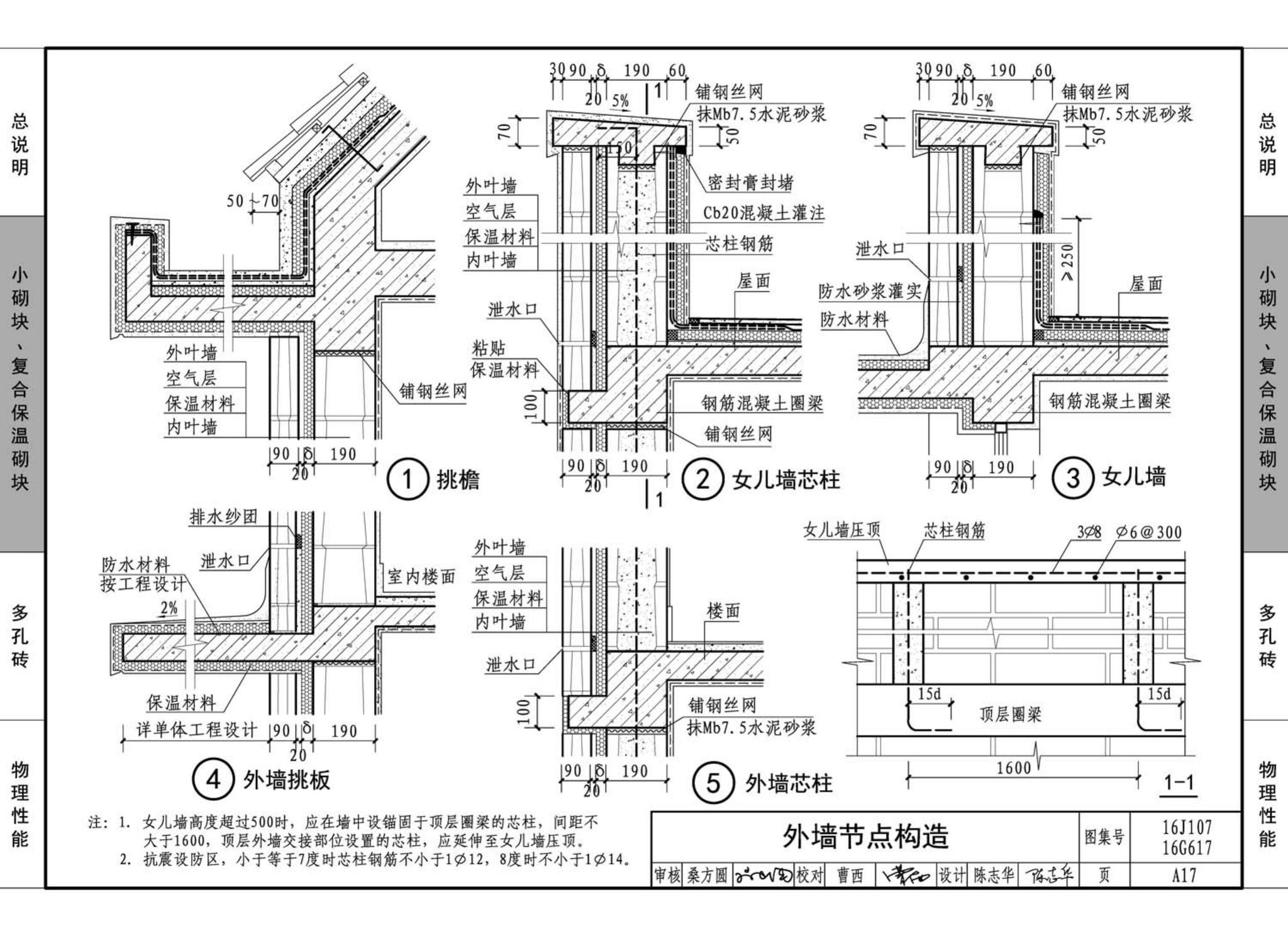 16G617、16J107--夹心保温墙建筑与结构构造