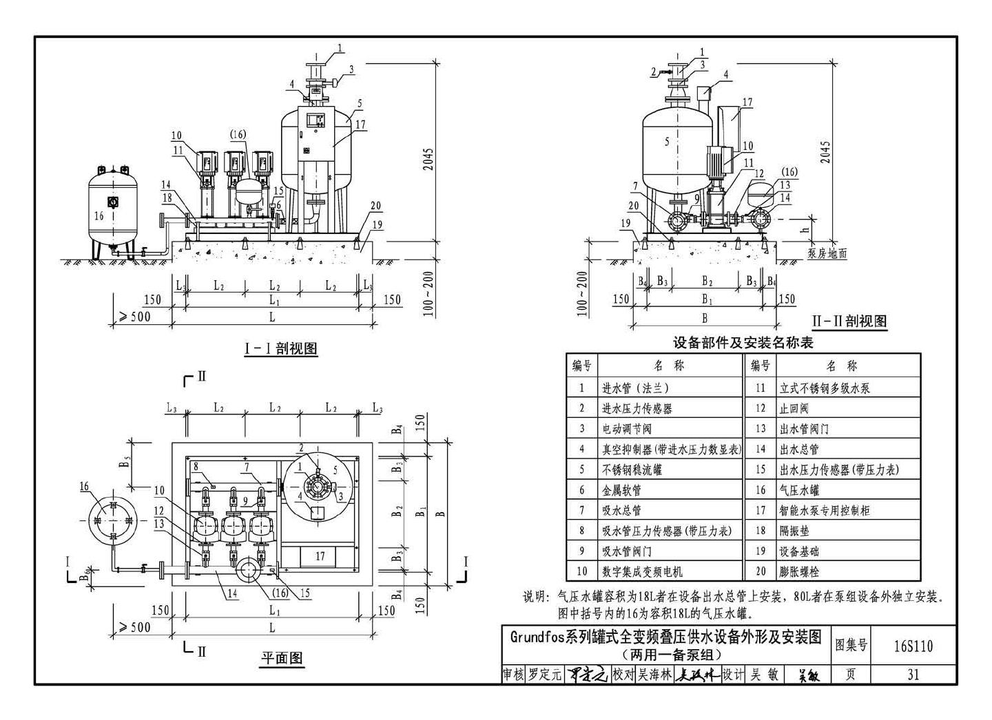 16S110--数字集成全变频叠压供水设备选用与安装