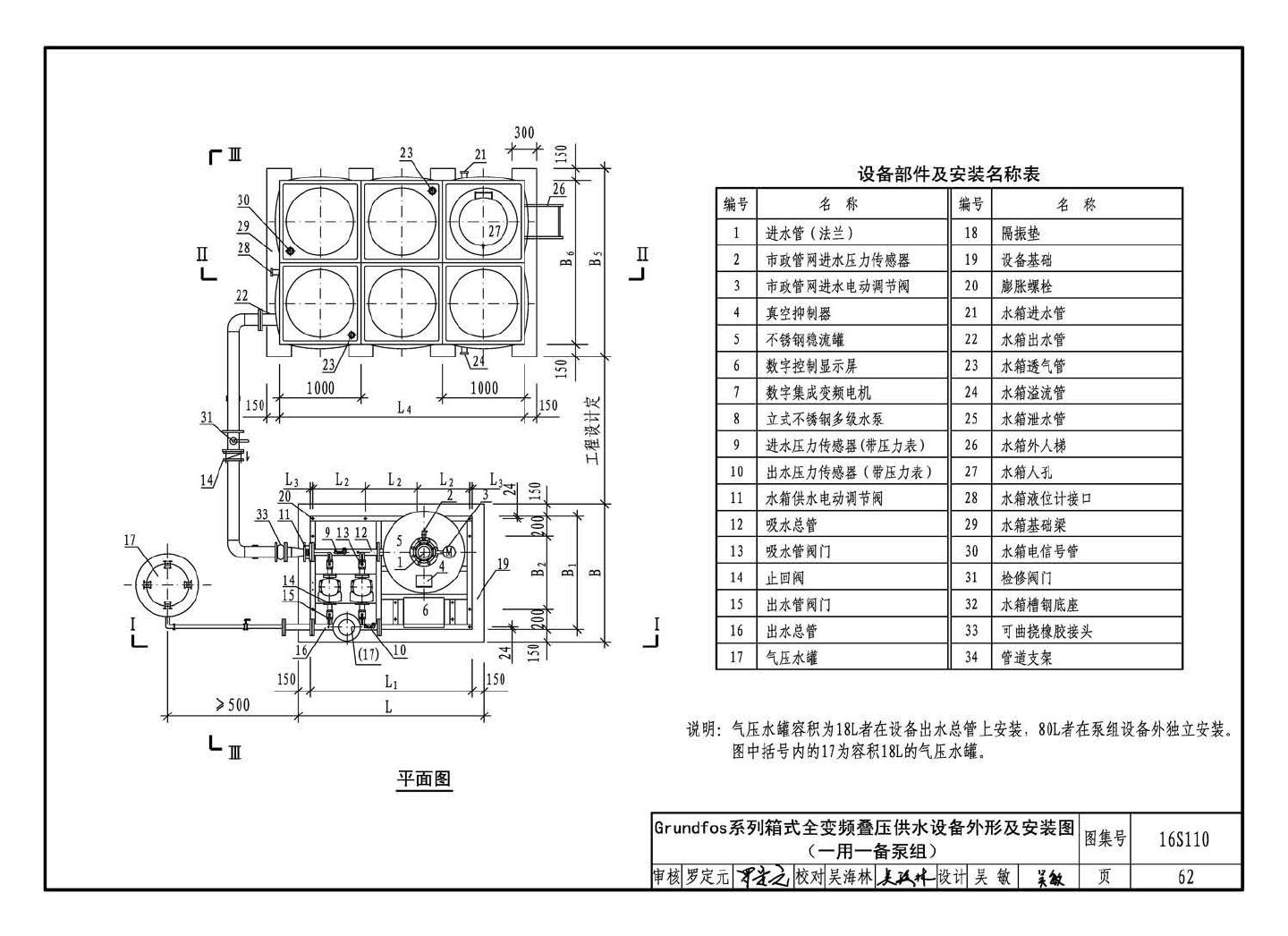 16S110--数字集成全变频叠压供水设备选用与安装