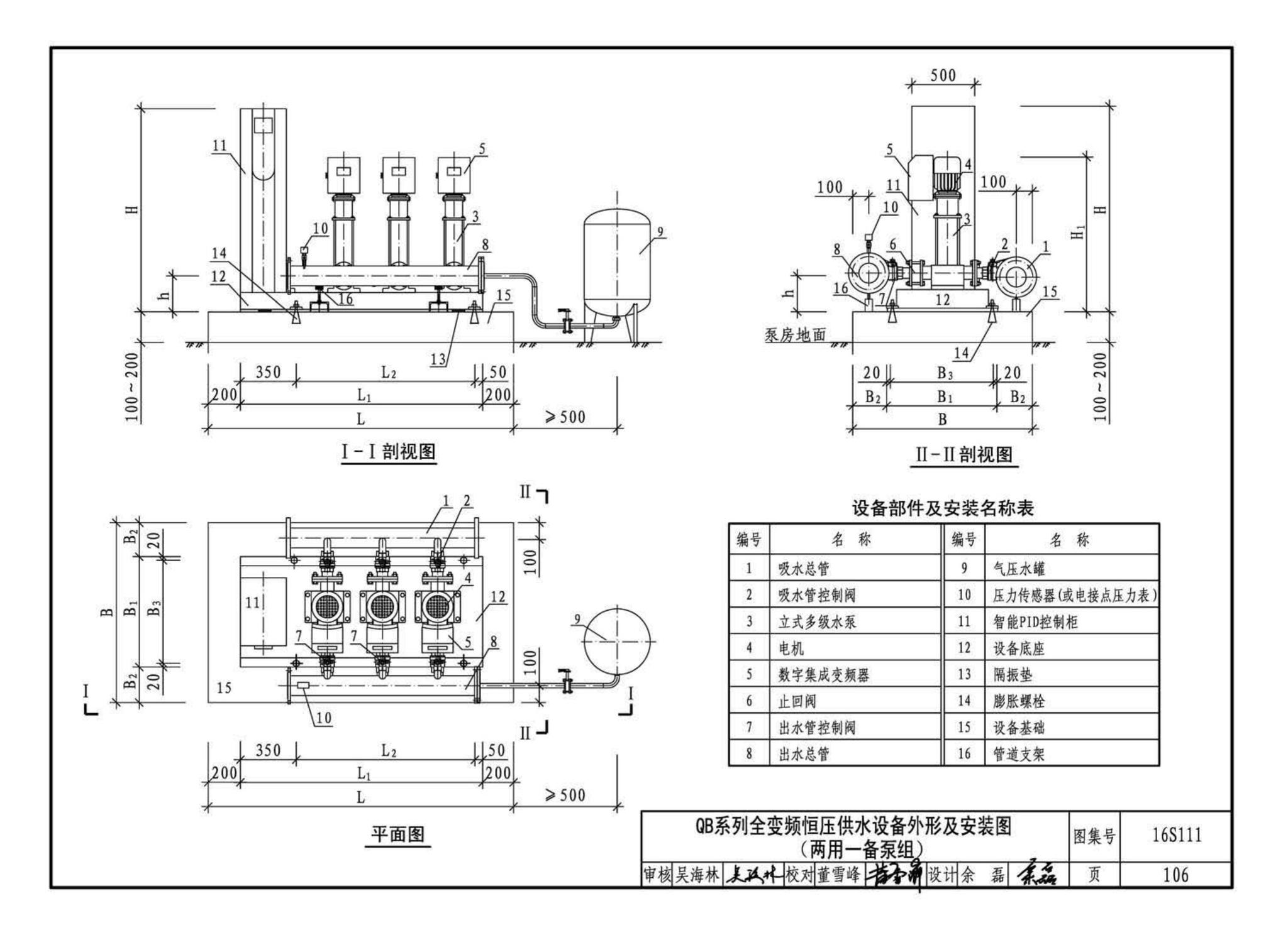 16S111--变频调速供水设备选用与安装