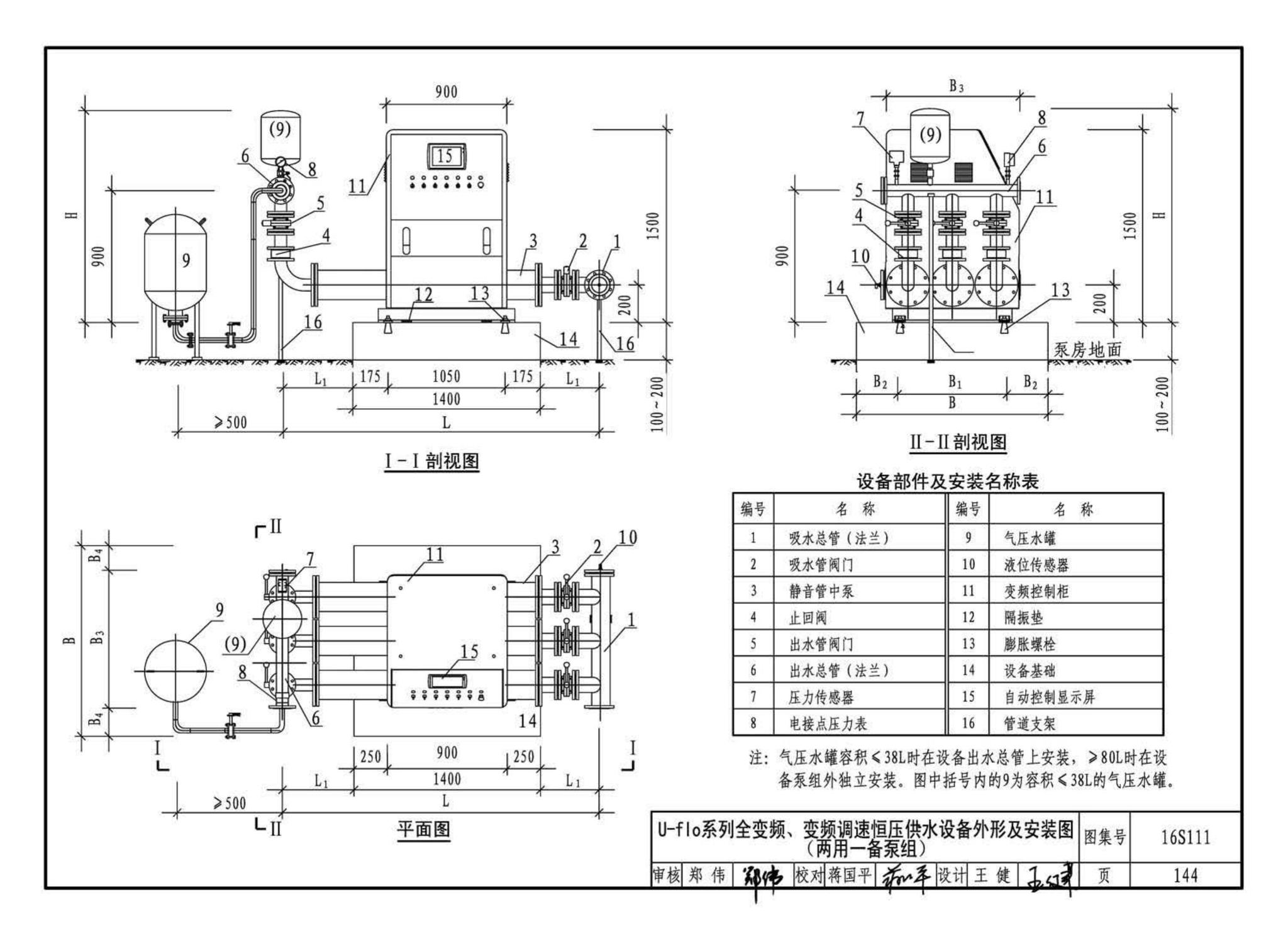 16S111--变频调速供水设备选用与安装