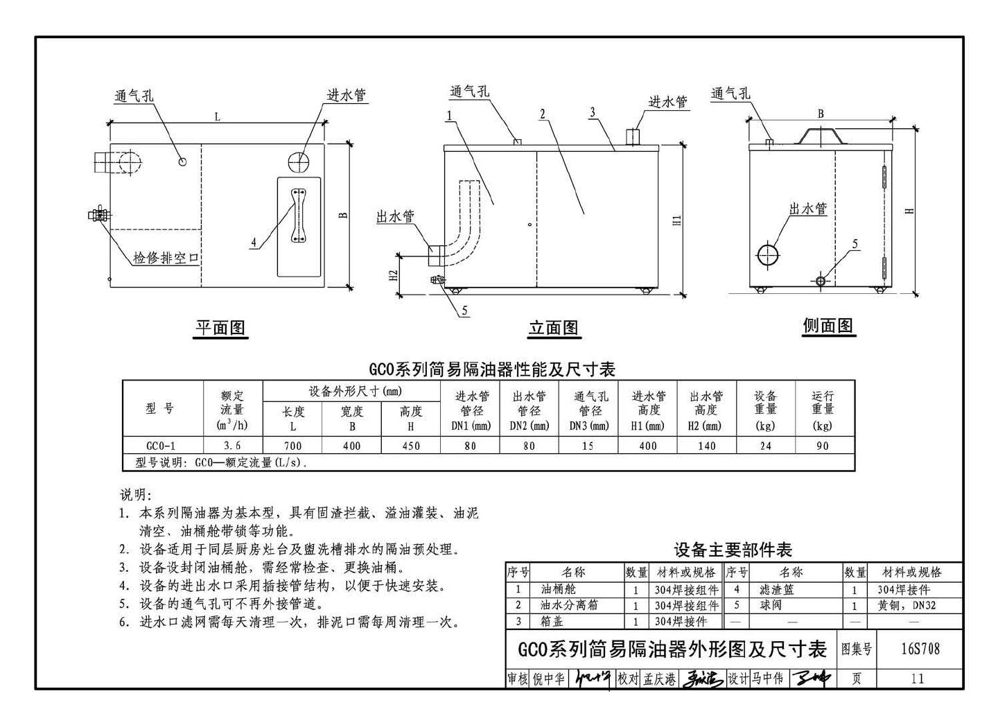 16S708--餐饮废水隔油设备选用与安装