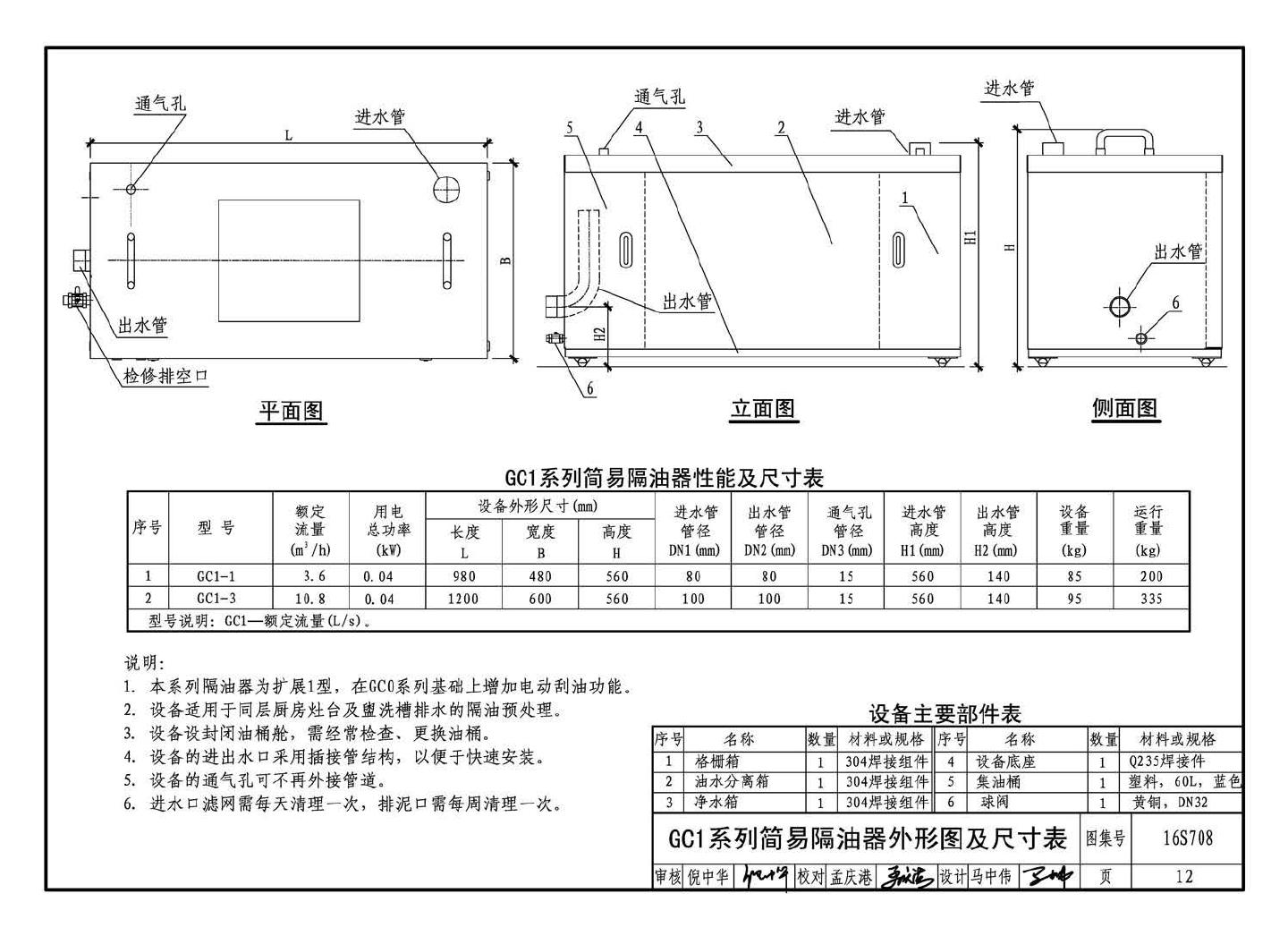 16S708--餐饮废水隔油设备选用与安装