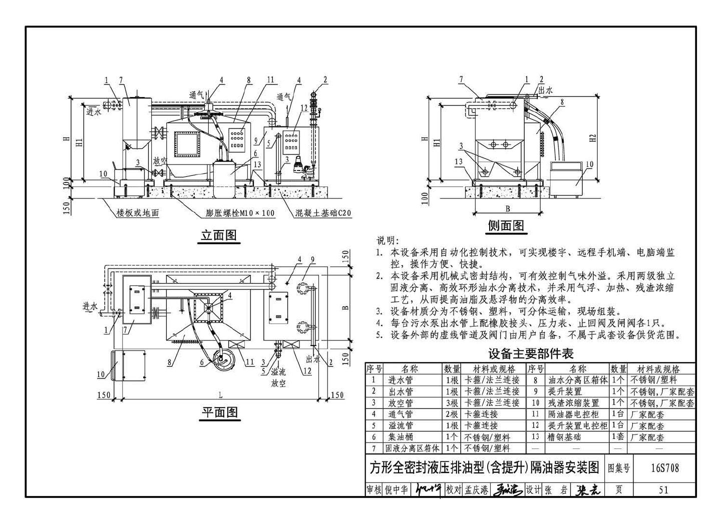 16S708--餐饮废水隔油设备选用与安装