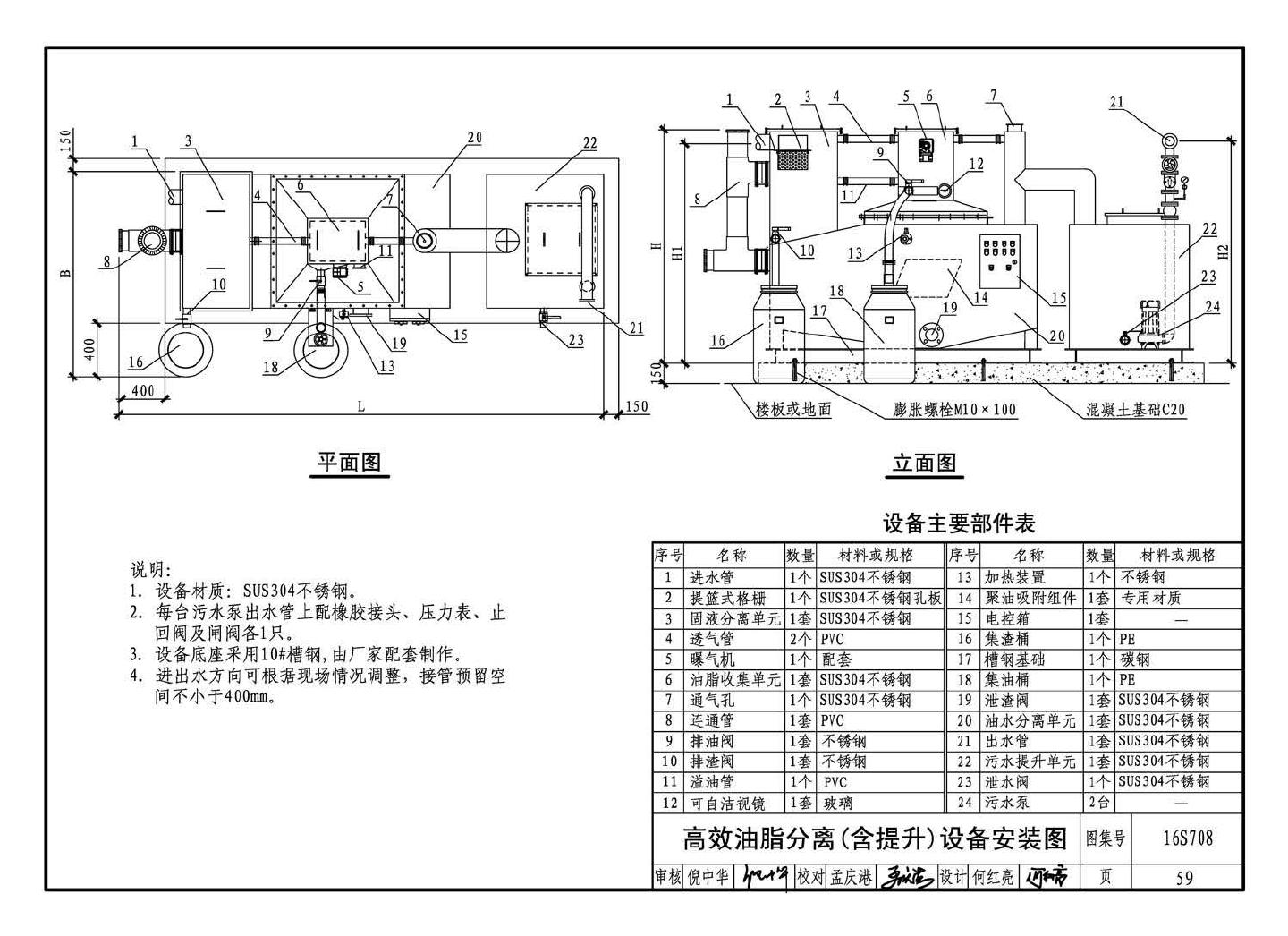 16S708--餐饮废水隔油设备选用与安装