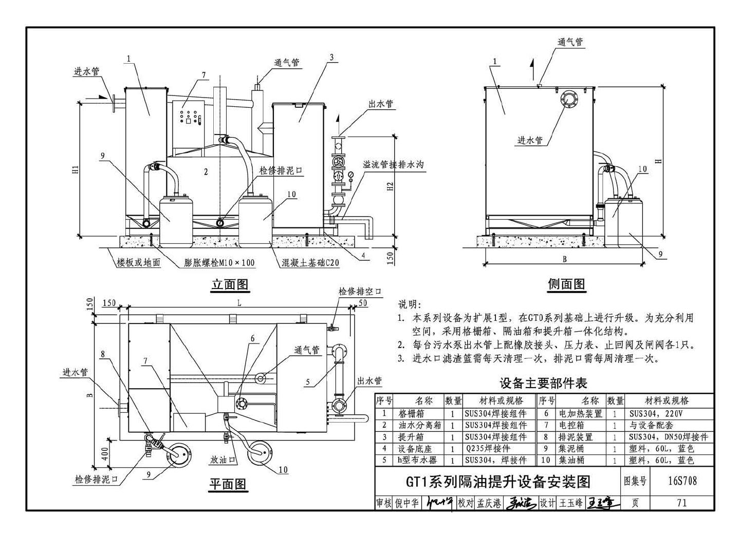 16S708--餐饮废水隔油设备选用与安装