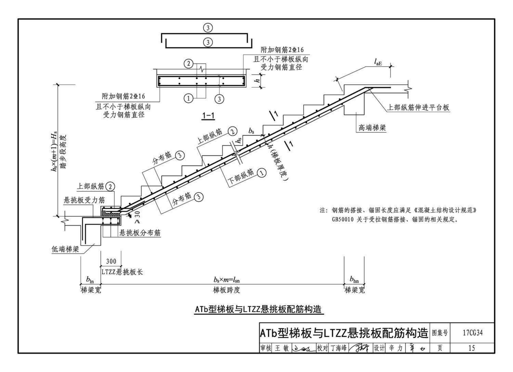 17CG34--橡胶支座钢筋混凝土板式楼梯