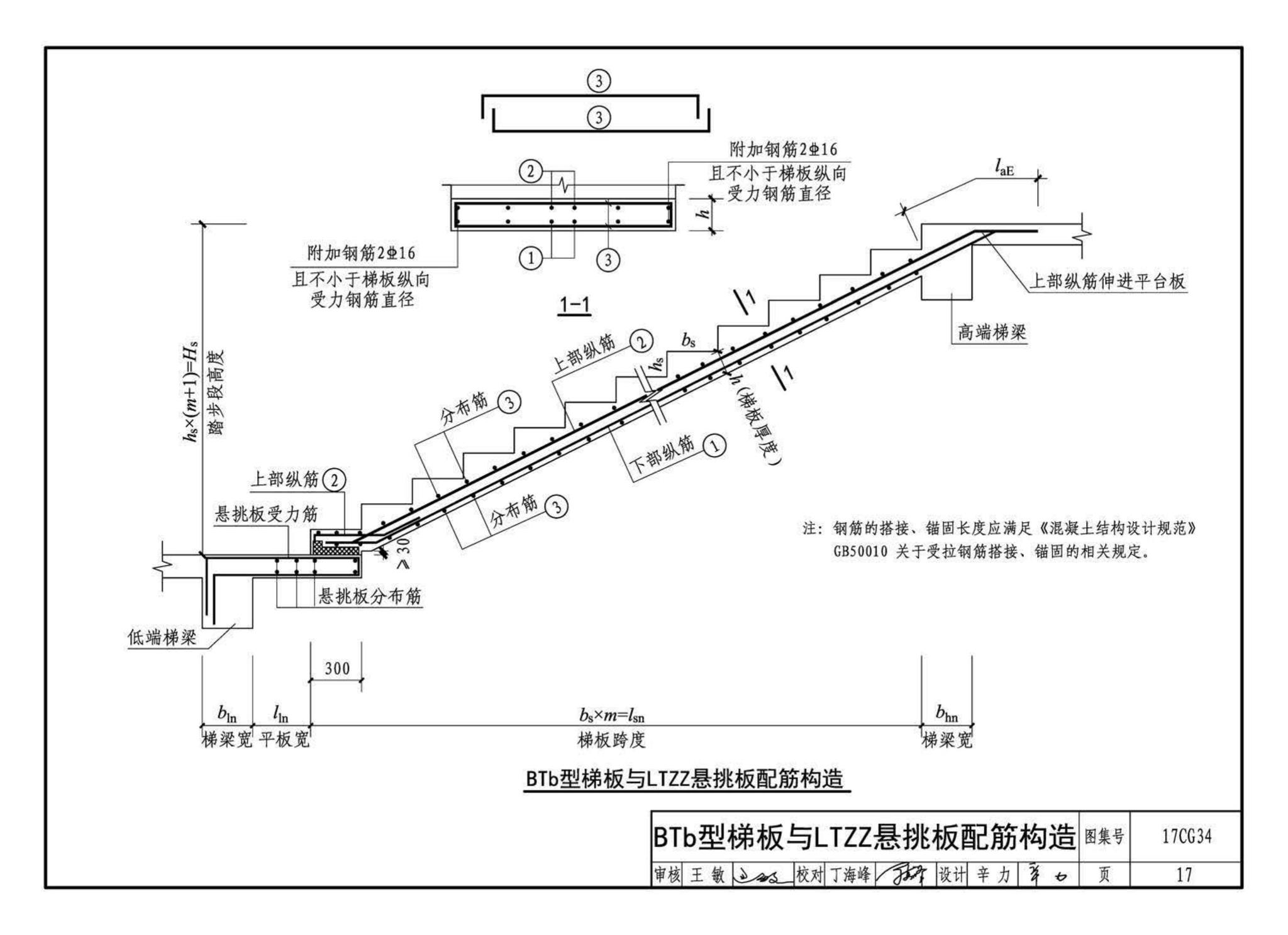 17CG34--橡胶支座钢筋混凝土板式楼梯