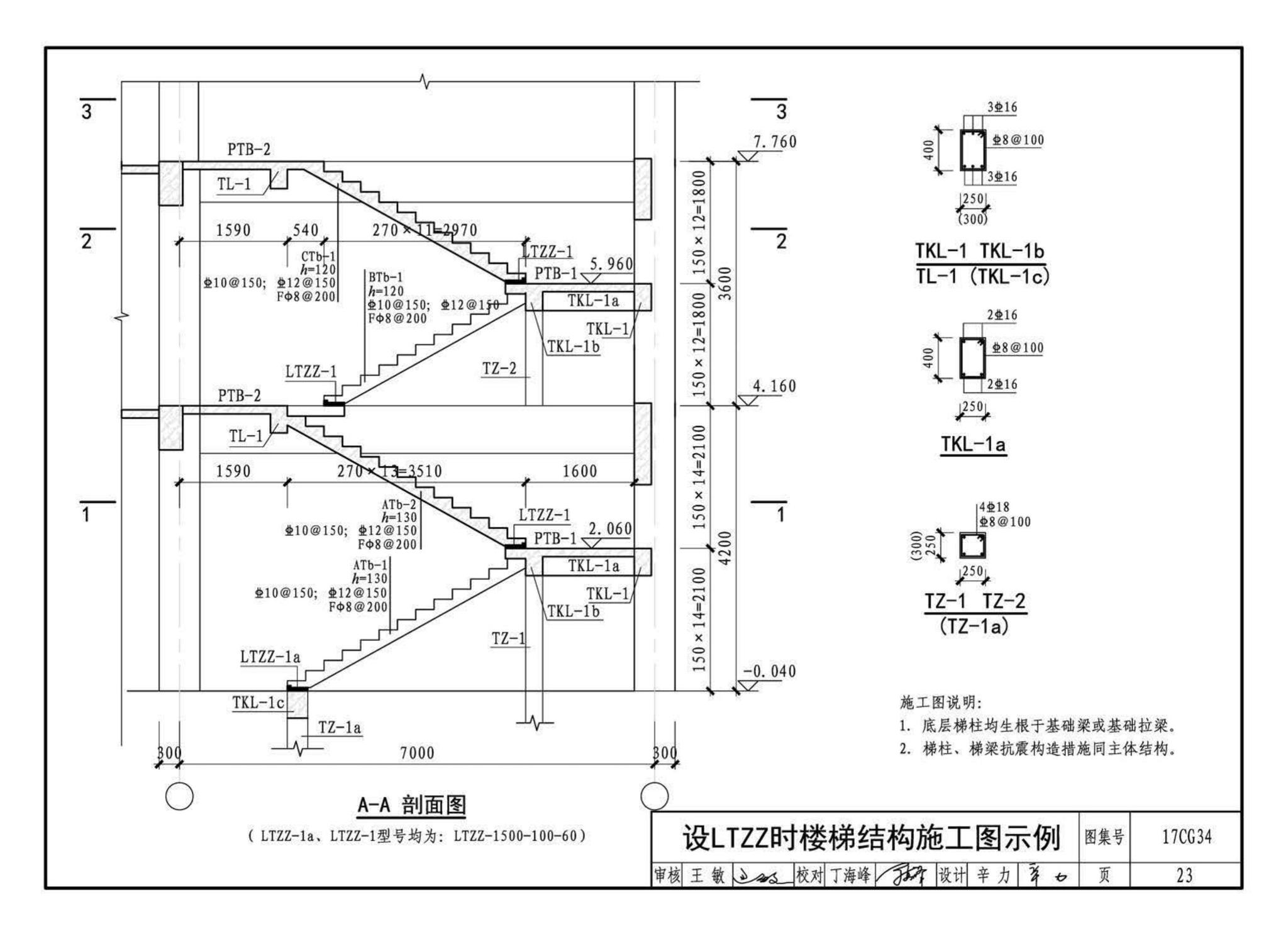 17CG34--橡胶支座钢筋混凝土板式楼梯