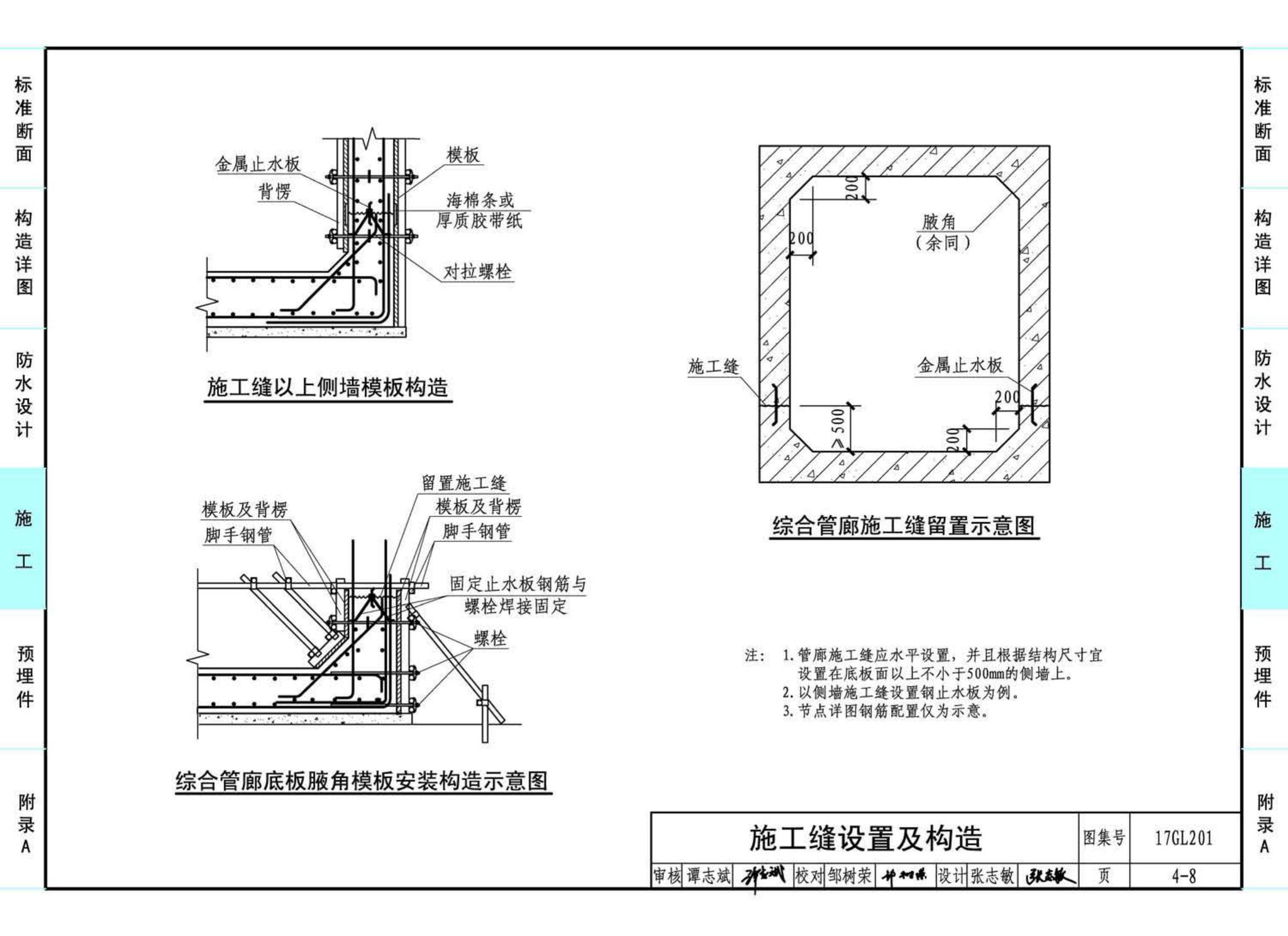 17GL201--现浇混凝土综合管廊