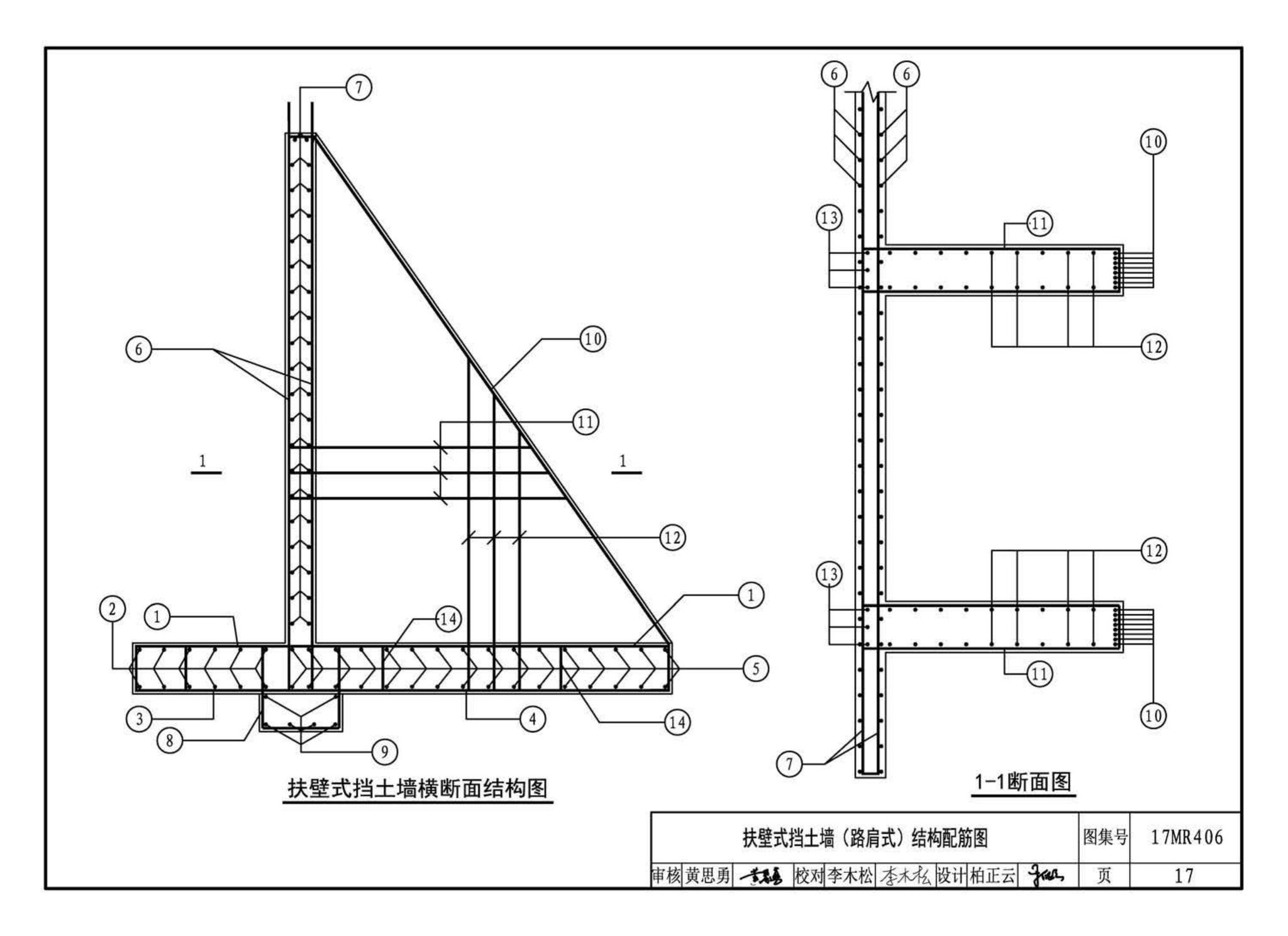 17MR406--城市道路—现浇钢筋混凝土挡土墙（路肩式）