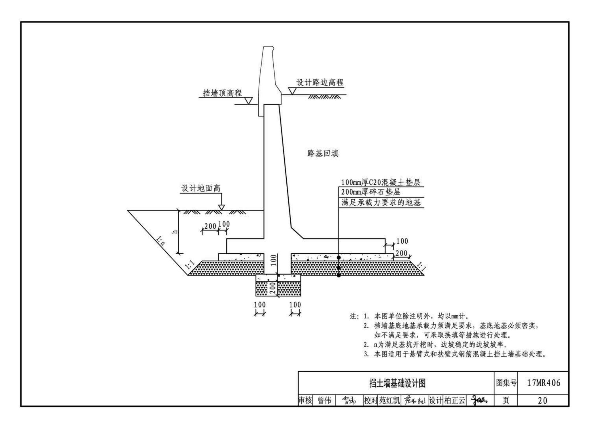 17MR406--城市道路—现浇钢筋混凝土挡土墙（路肩式）