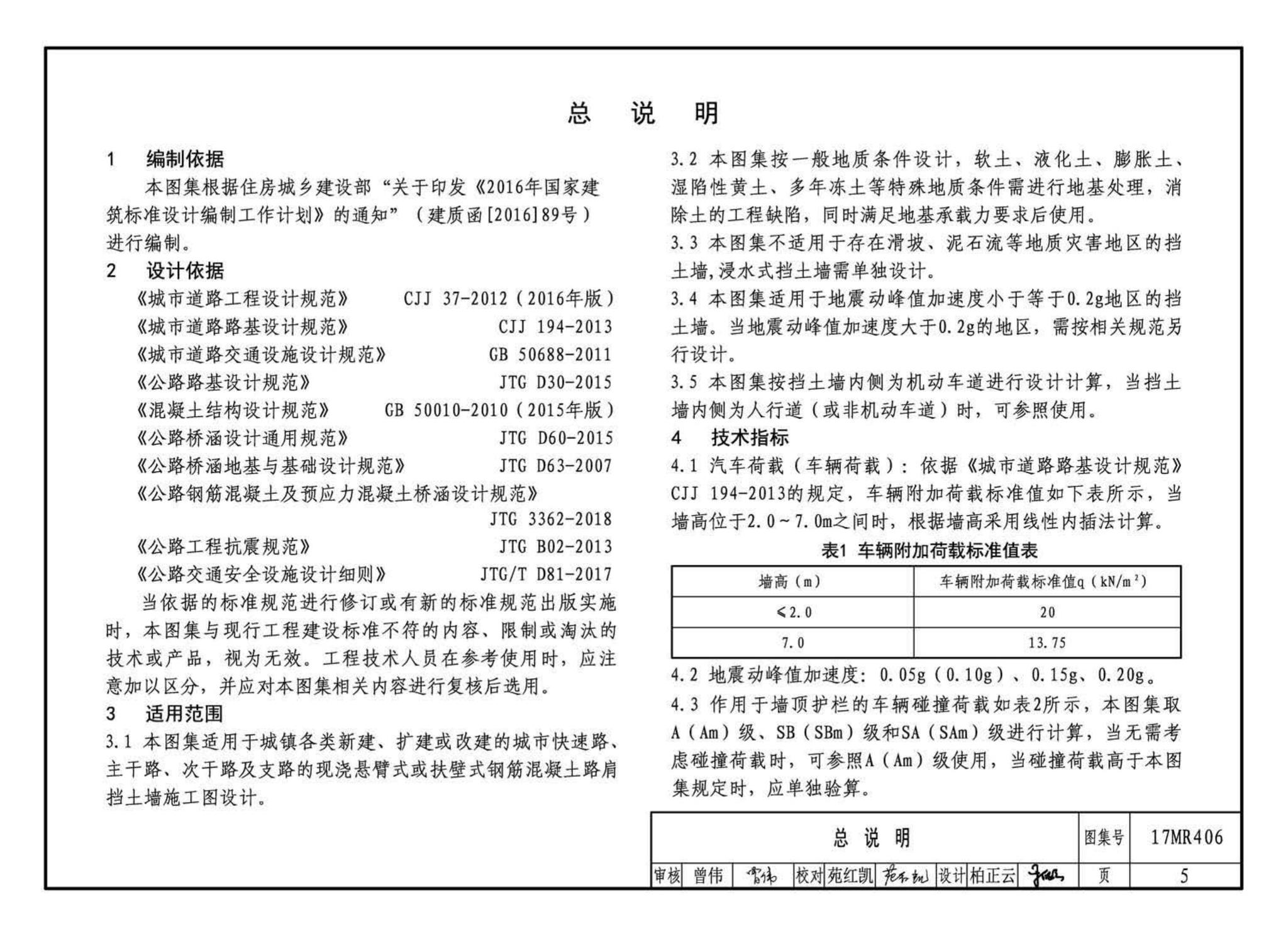 17MR406--城市道路—现浇钢筋混凝土挡土墙（路肩式）