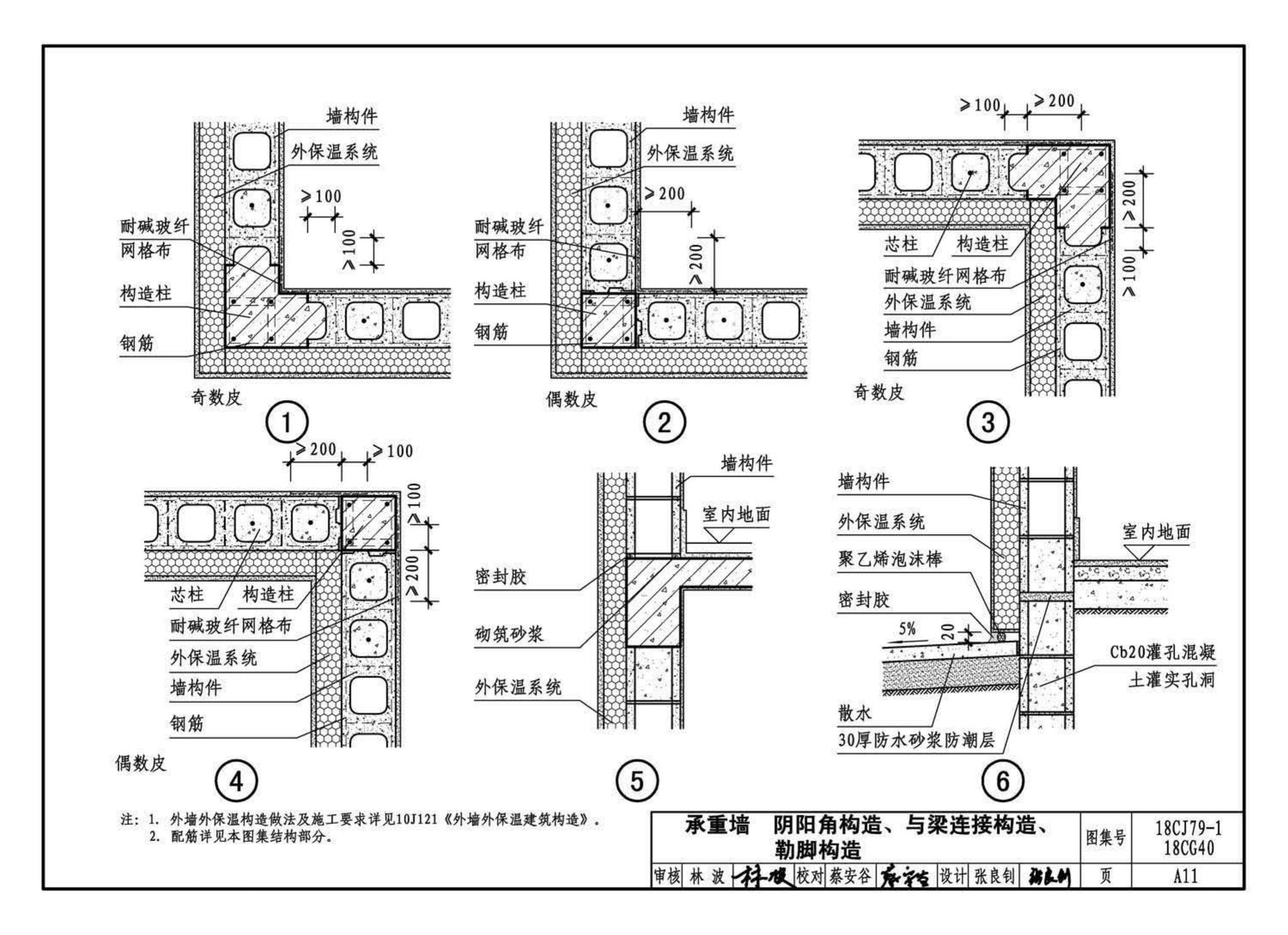 18CJ79-1、18CG40--装配式砌块墙构造(一)