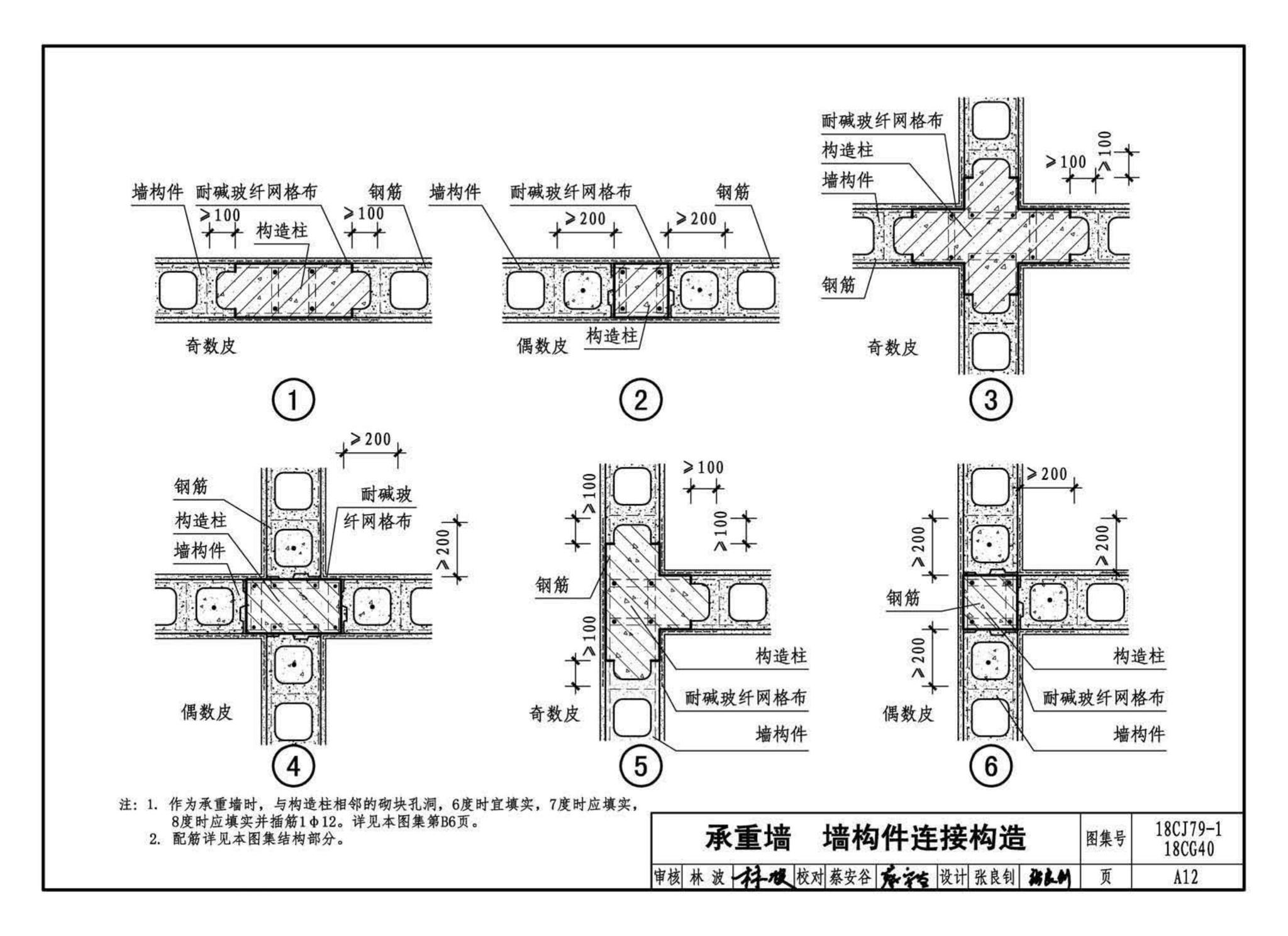 18CJ79-1、18CG40--装配式砌块墙构造(一)