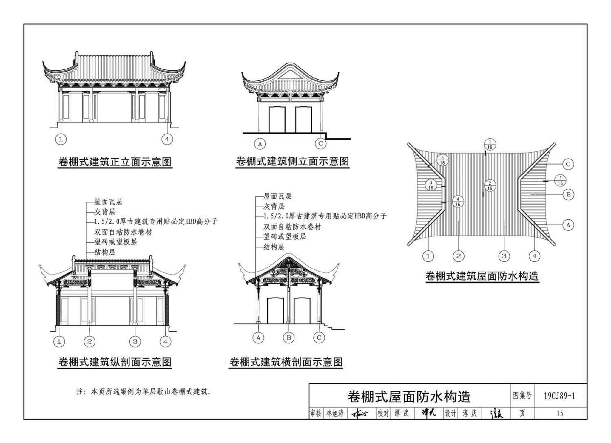 19CJ89-1--(仿)古建筑屋面防水构造(一)