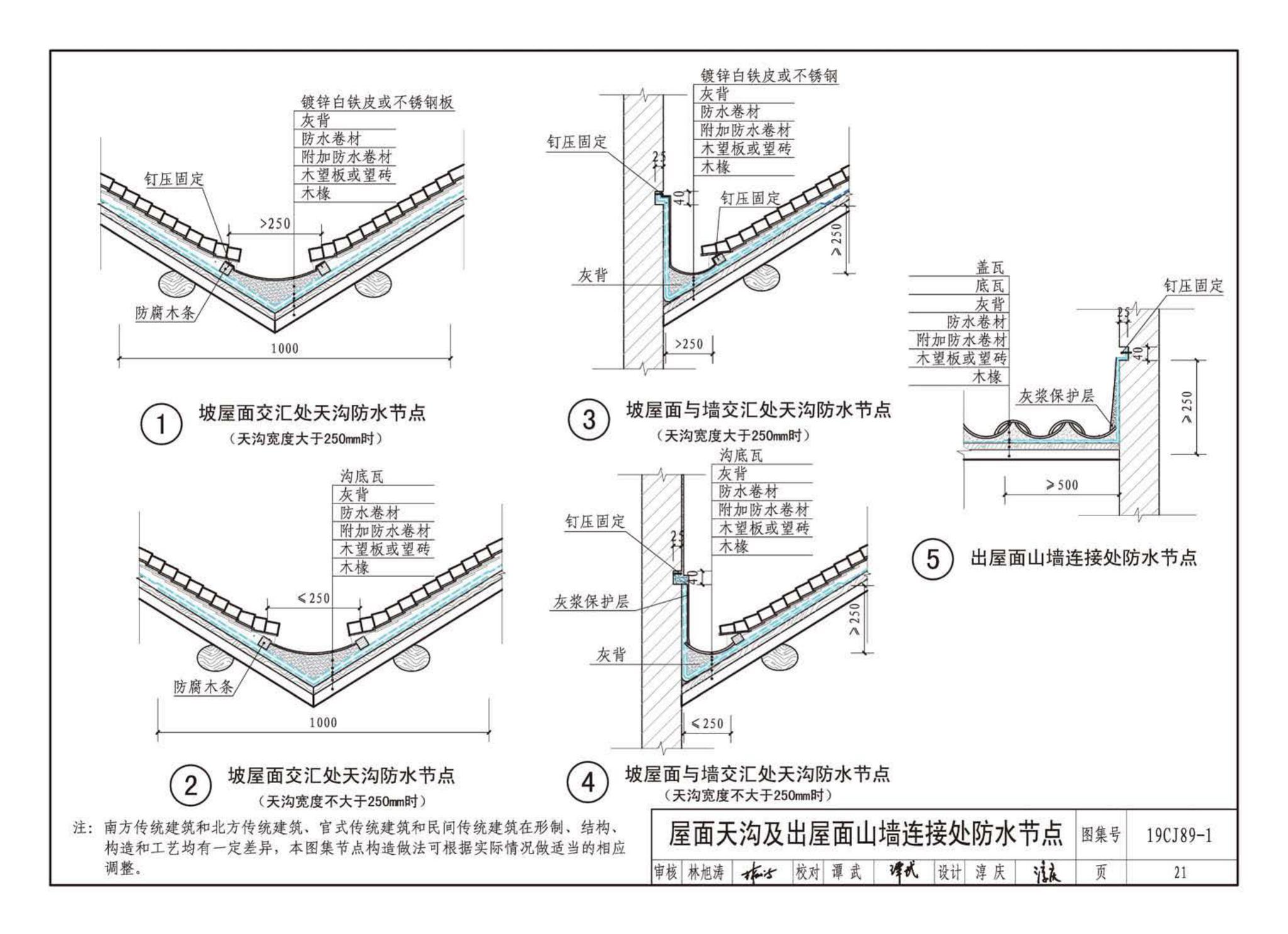 19CJ89-1--(仿)古建筑屋面防水构造(一)