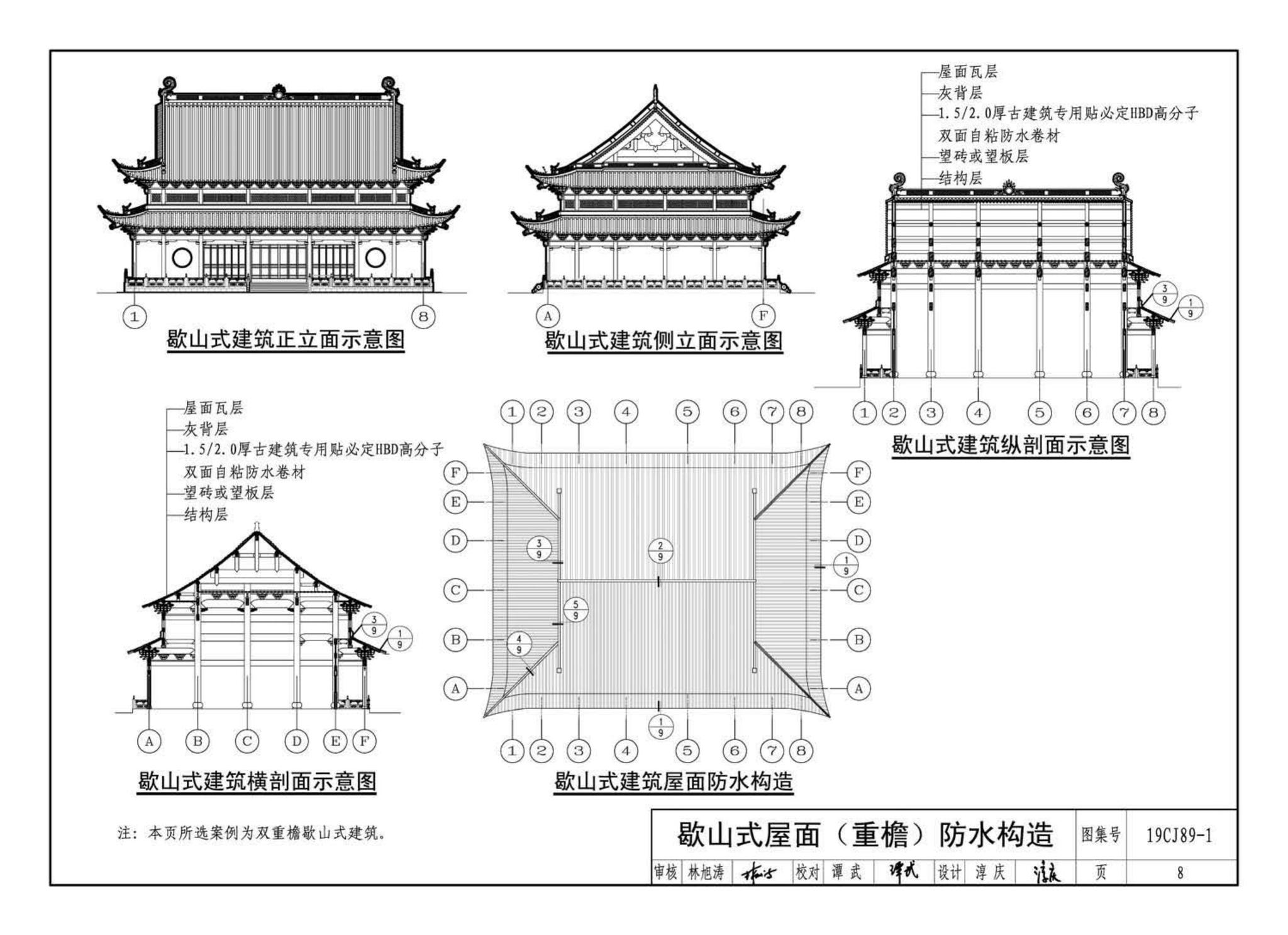 19CJ89-1--(仿)古建筑屋面防水构造(一)