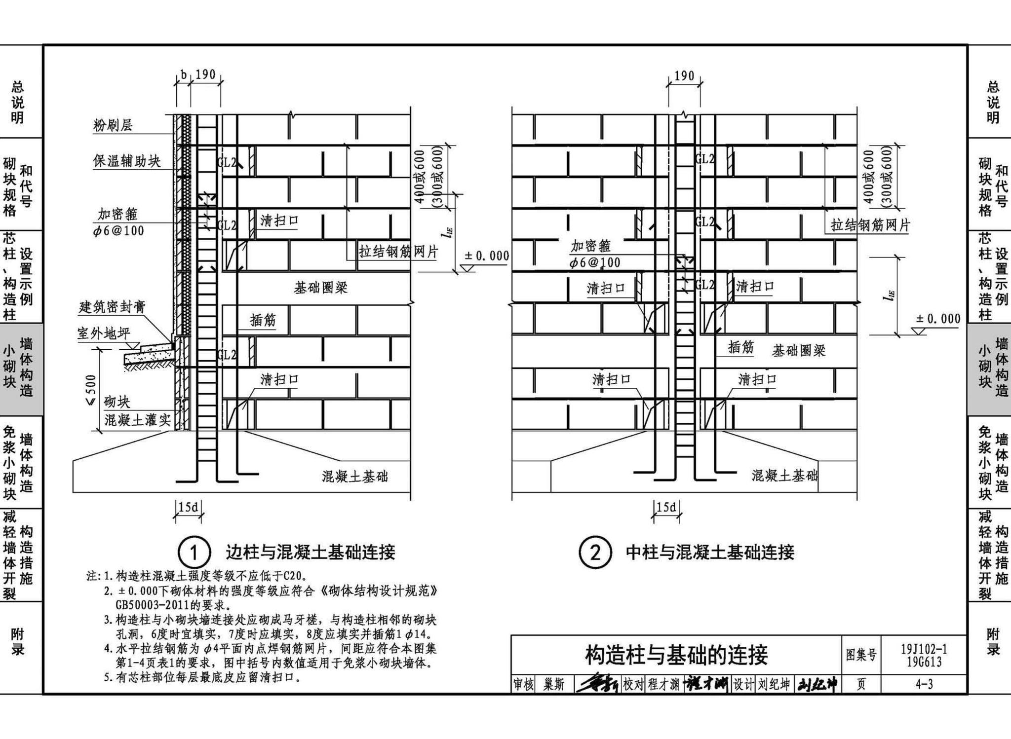 19J102-1 19G613--混凝土小型空心砌块墙体建筑与结构构造