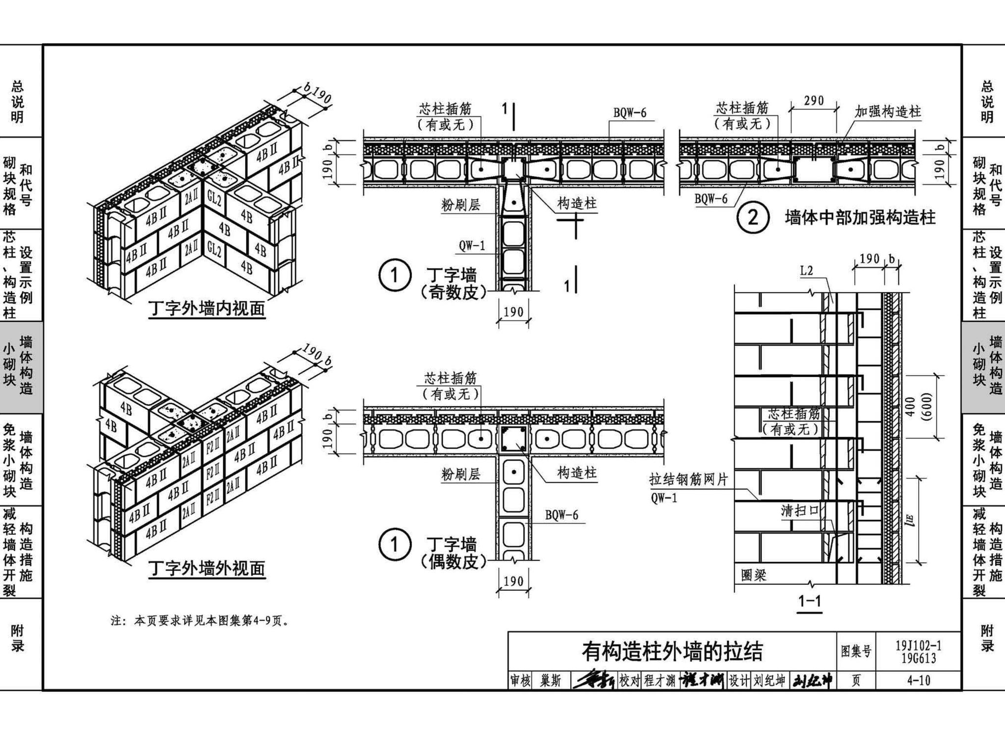 19J102-1 19G613--混凝土小型空心砌块墙体建筑与结构构造