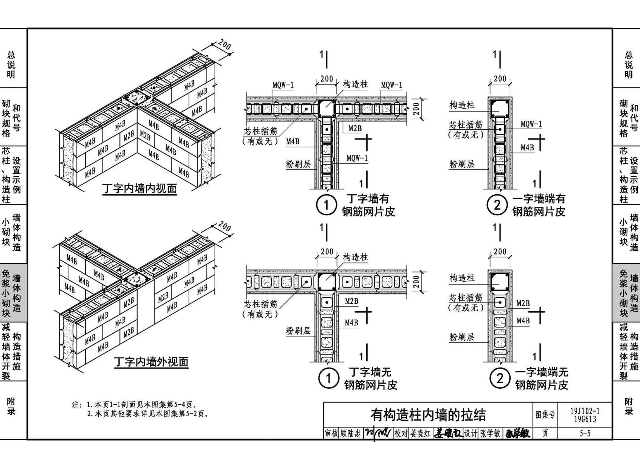 19J102-1 19G613--混凝土小型空心砌块墙体建筑与结构构造