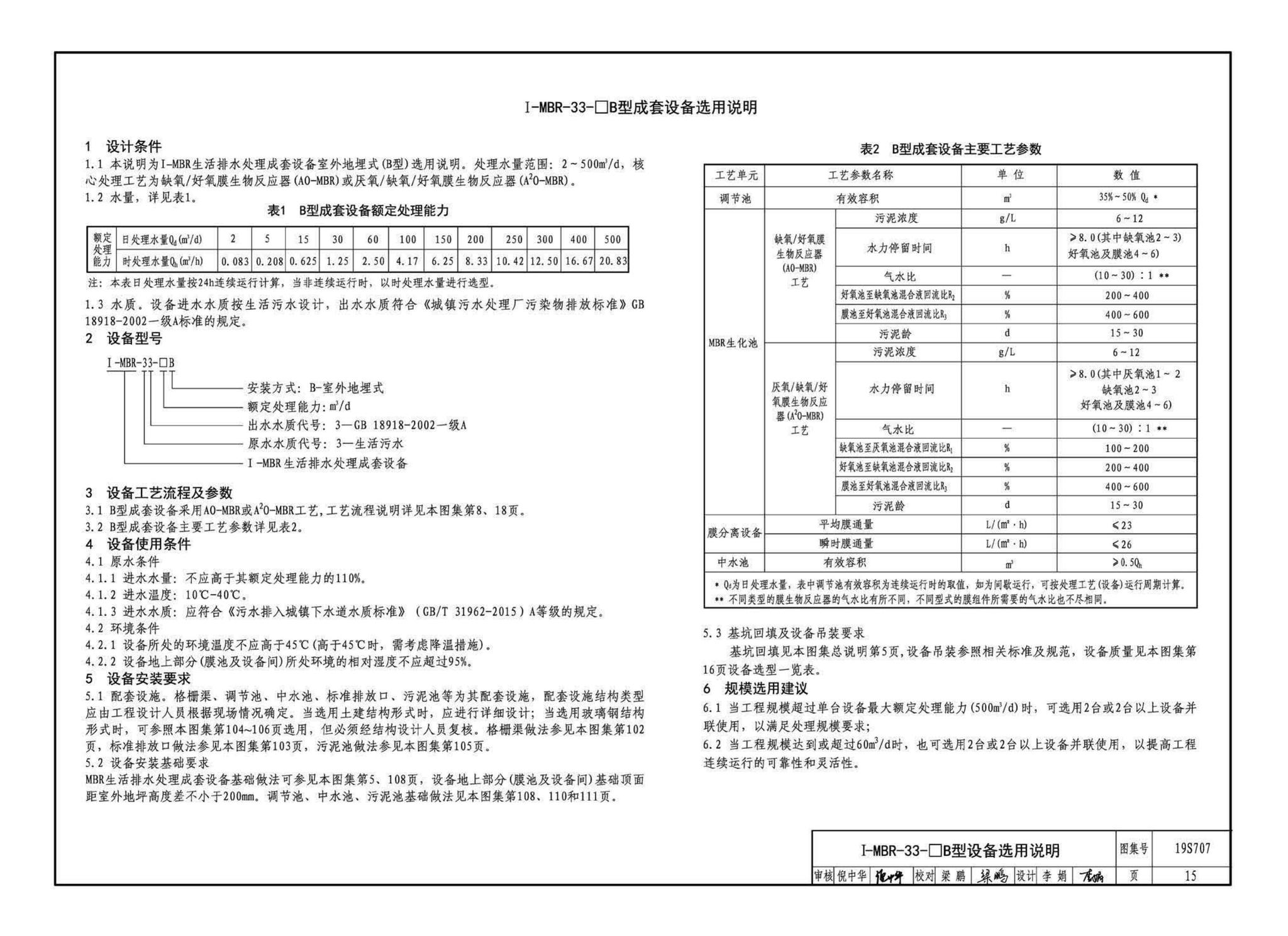 19S707--小型生活排水处理成套设备选用与安装