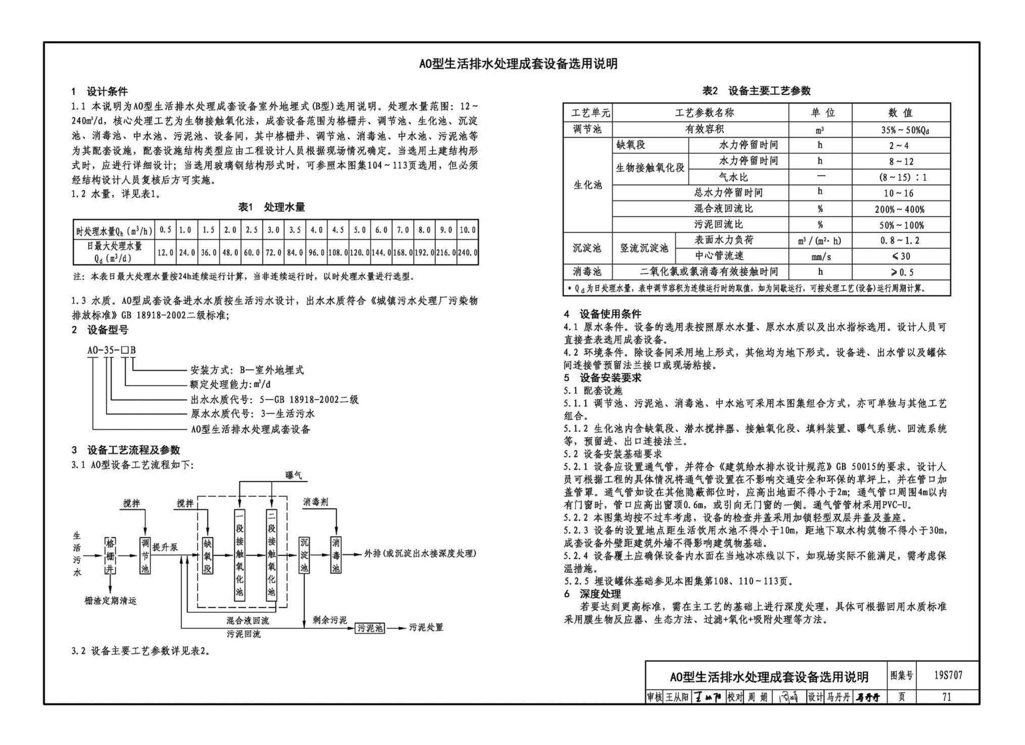 19S707--小型生活排水处理成套设备选用与安装