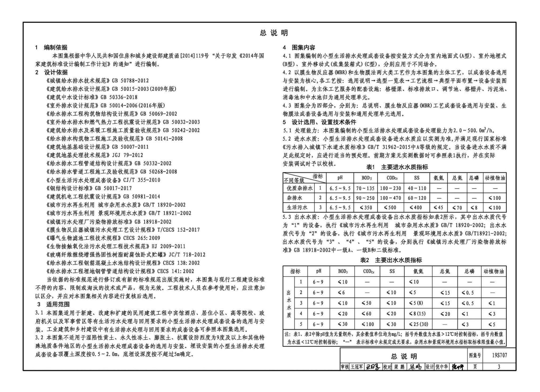 19S707--小型生活排水处理成套设备选用与安装