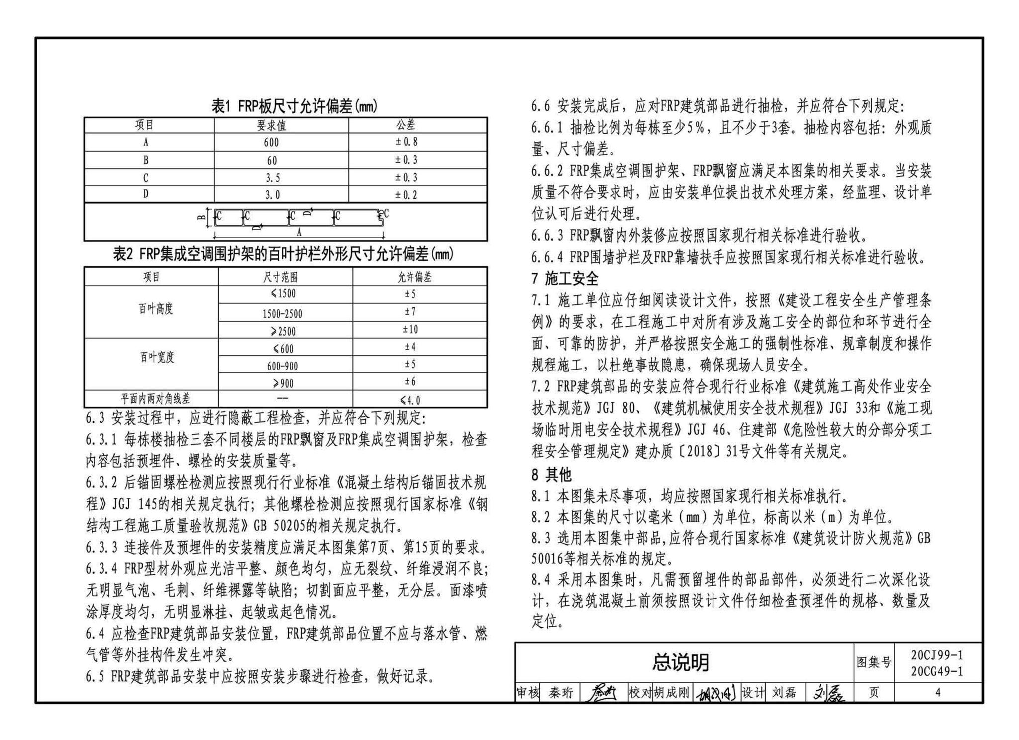 20CJ99-1 20CG49-1--纤维增强复合材料拉挤型材（FRP）建筑部品（一）——集成空调围护架、集成飘窗、围墙护栏、靠墙扶手、预制夹芯保温墙板用拉结件