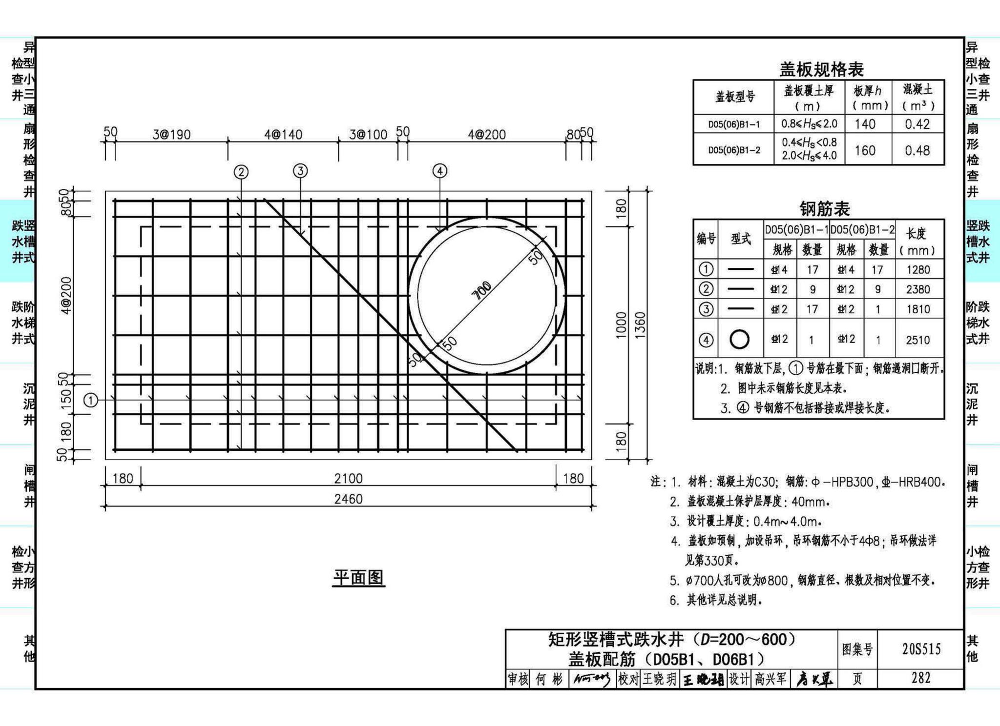 20S515--钢筋混凝土及砖砌排水检查井