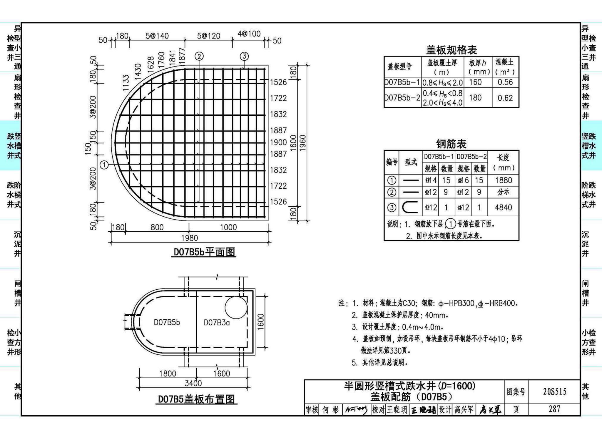 20S515--钢筋混凝土及砖砌排水检查井