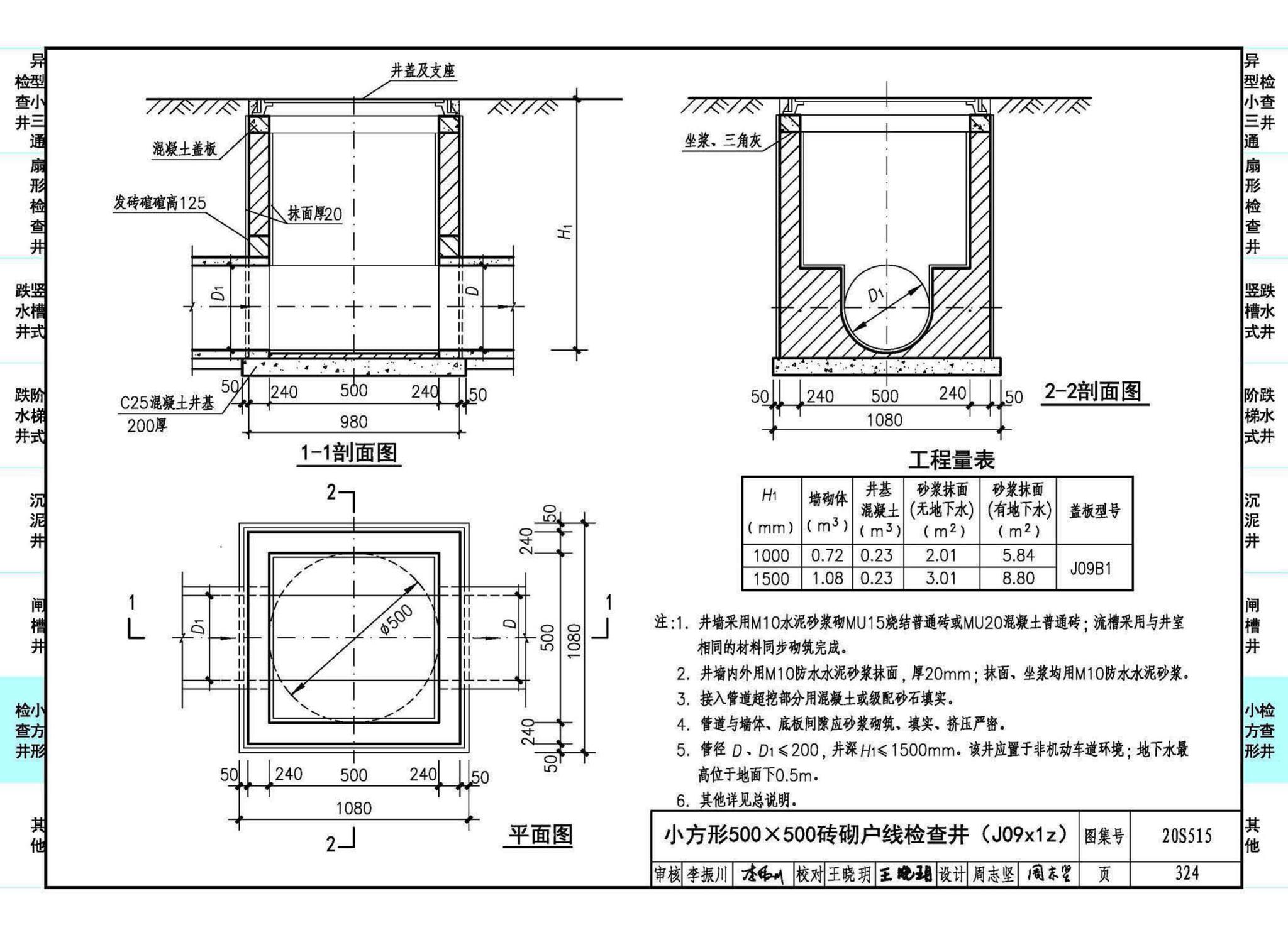 20S515--钢筋混凝土及砖砌排水检查井