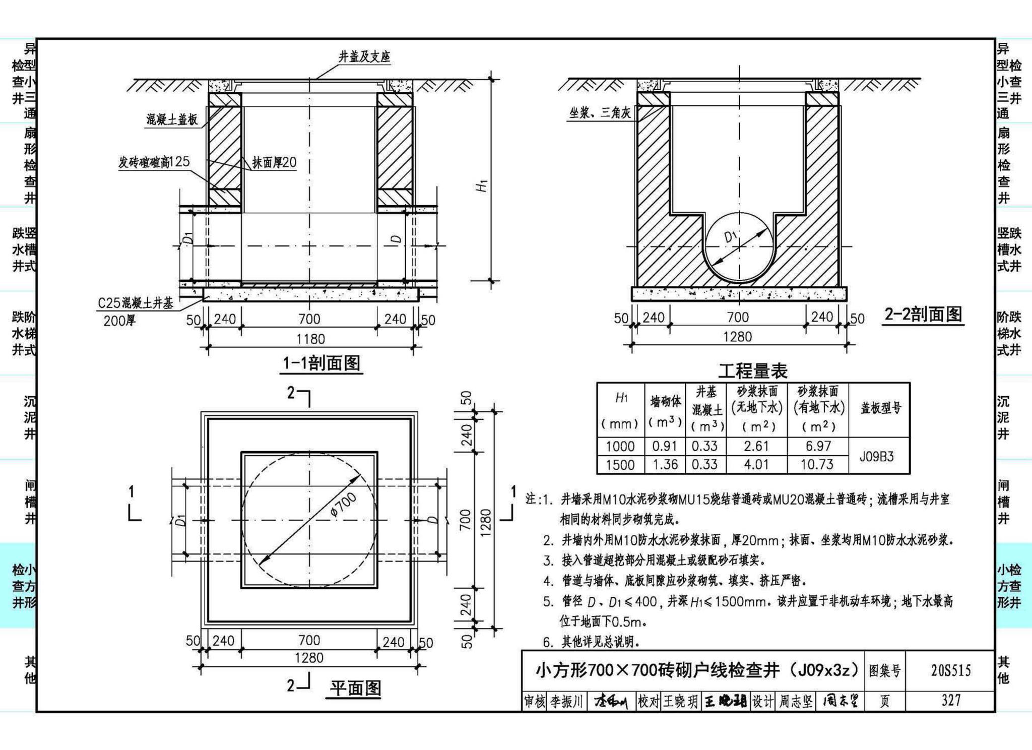 20S515--钢筋混凝土及砖砌排水检查井