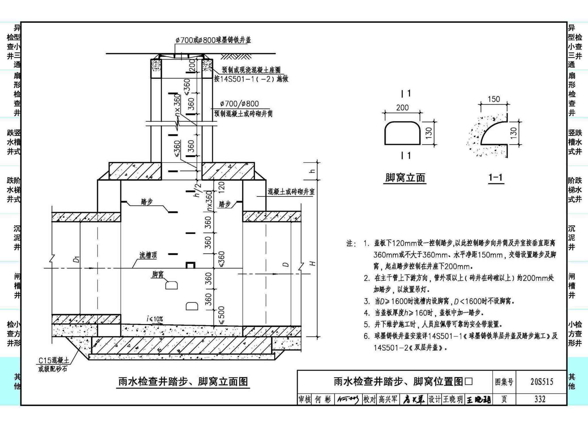 20S515--钢筋混凝土及砖砌排水检查井