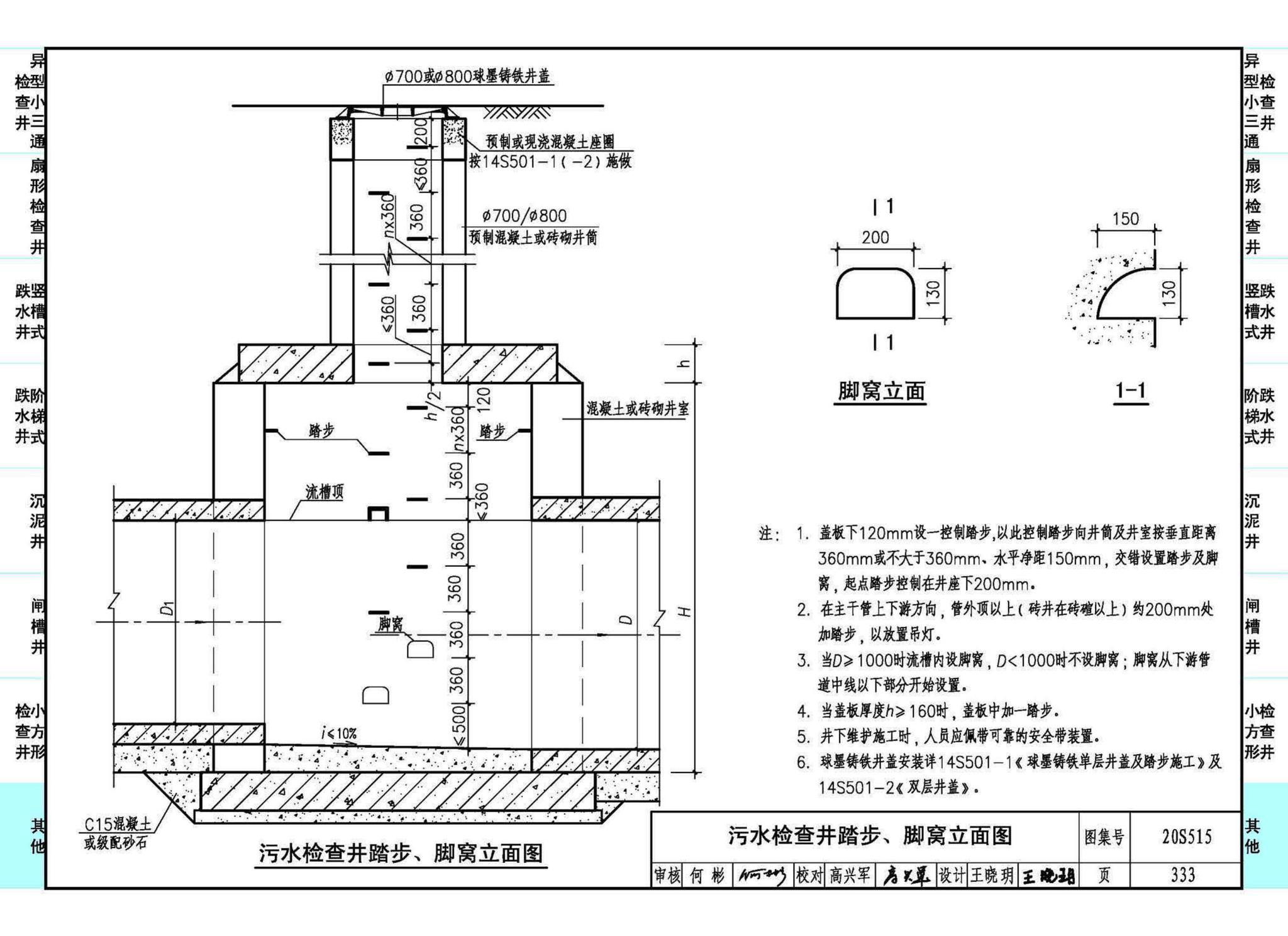 20S515--钢筋混凝土及砖砌排水检查井